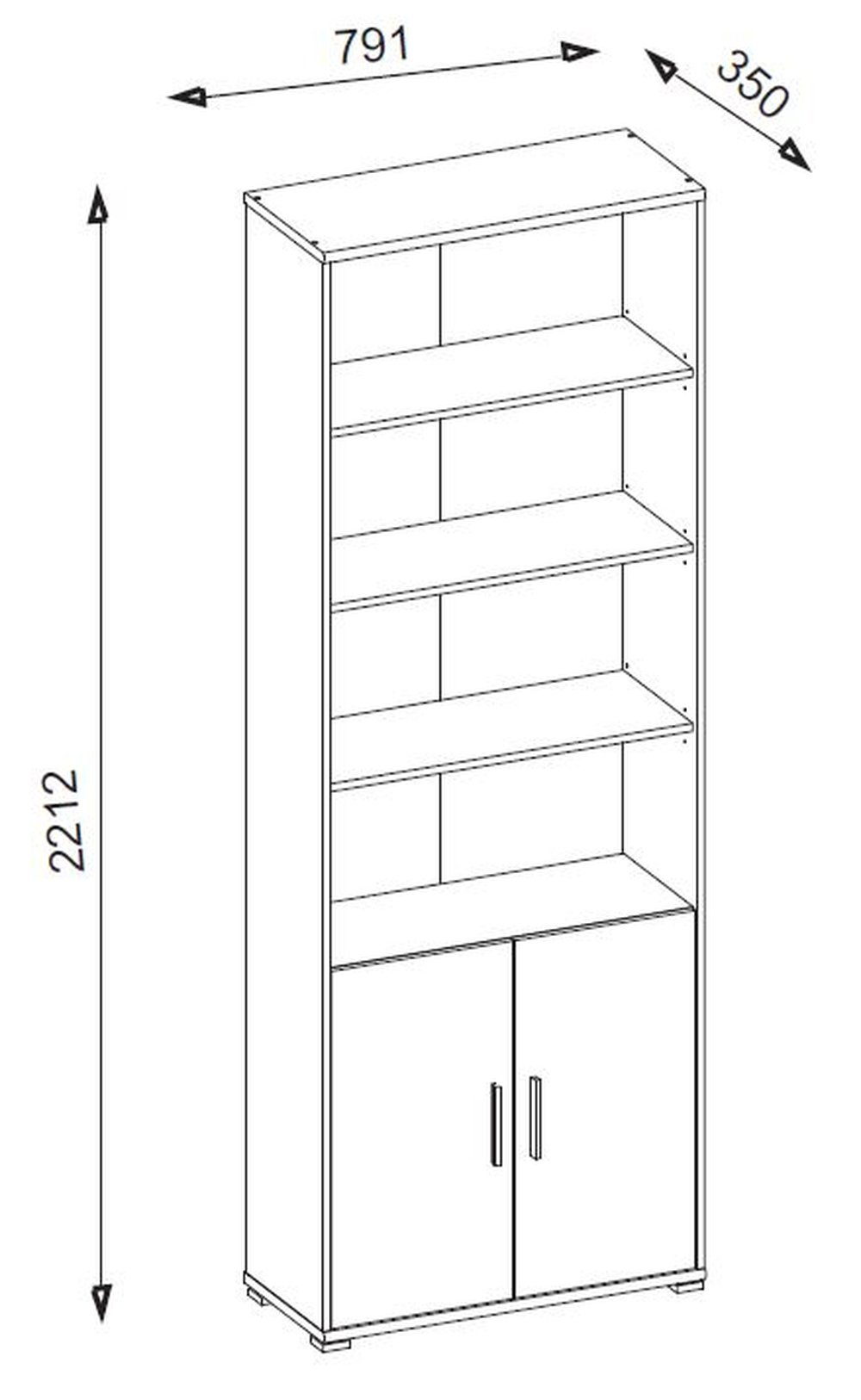 PREISBRECHER Aktenregal Clermont, mit BxHxT: Türen 6 Sonoma/Eiche Fächern 79,1x221,2x35 und 2 cm, in