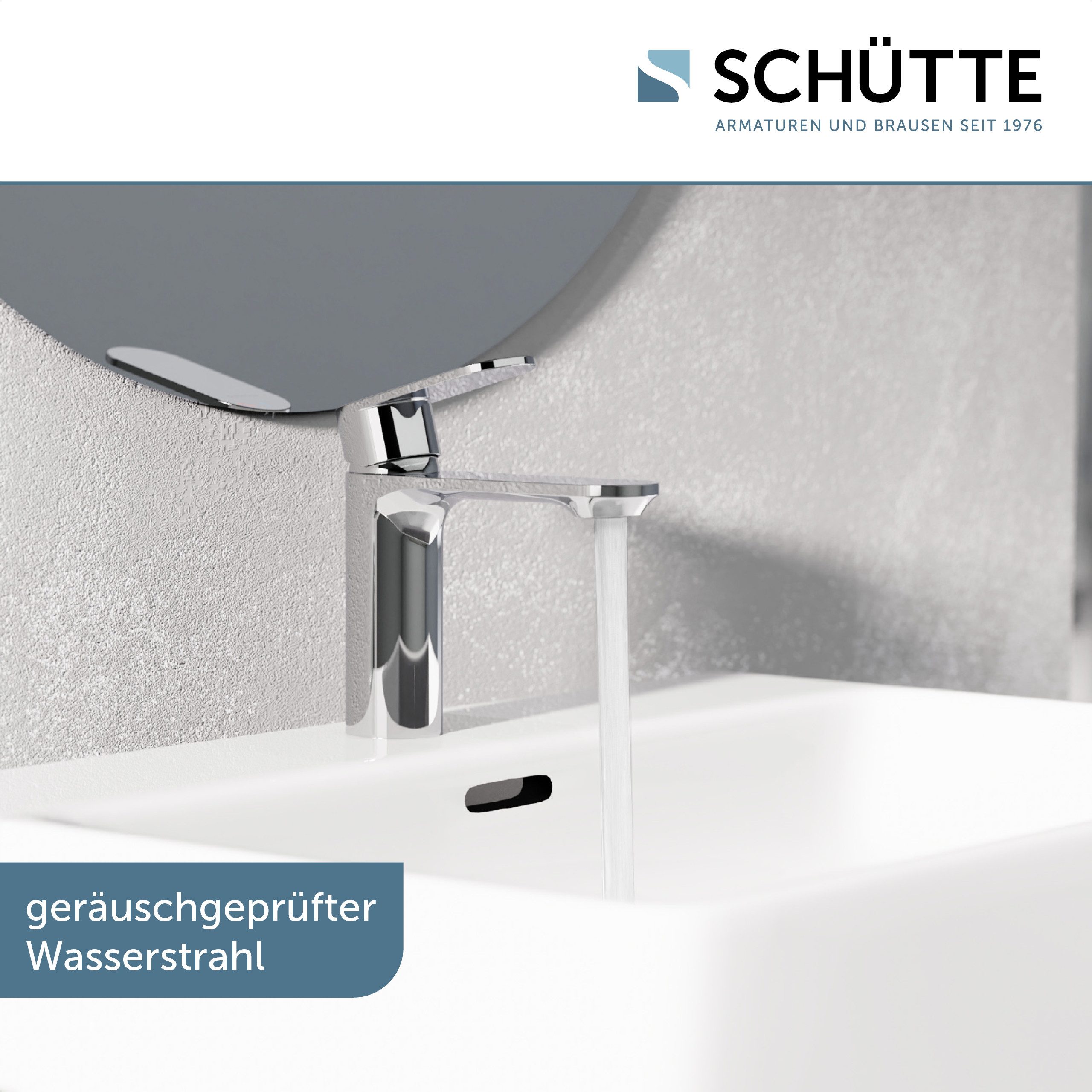 Schütte Waschtischarmatur MONTANA Wasserhahn Ablaufgarnitur Exzenter Energiesparende Cold-Start-Funktion