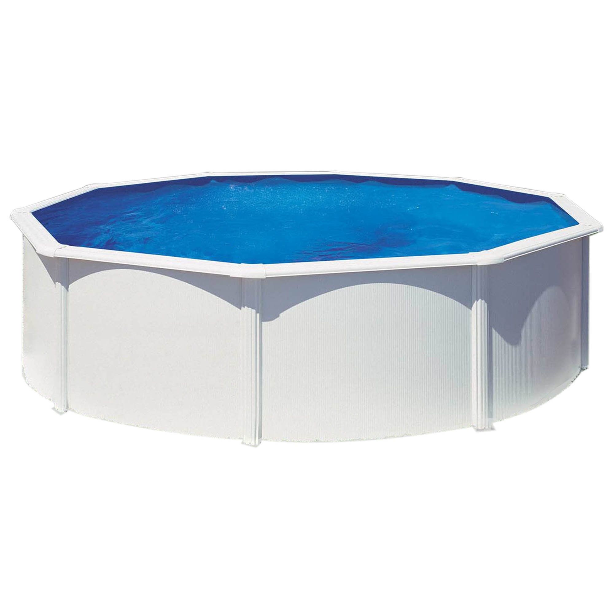 Gre Rundpool Stahlwandpool rund Größe wählbar, 132 cm tief, Sta (Einzelbecken, 1-tlg), verzinkte Stahlwand