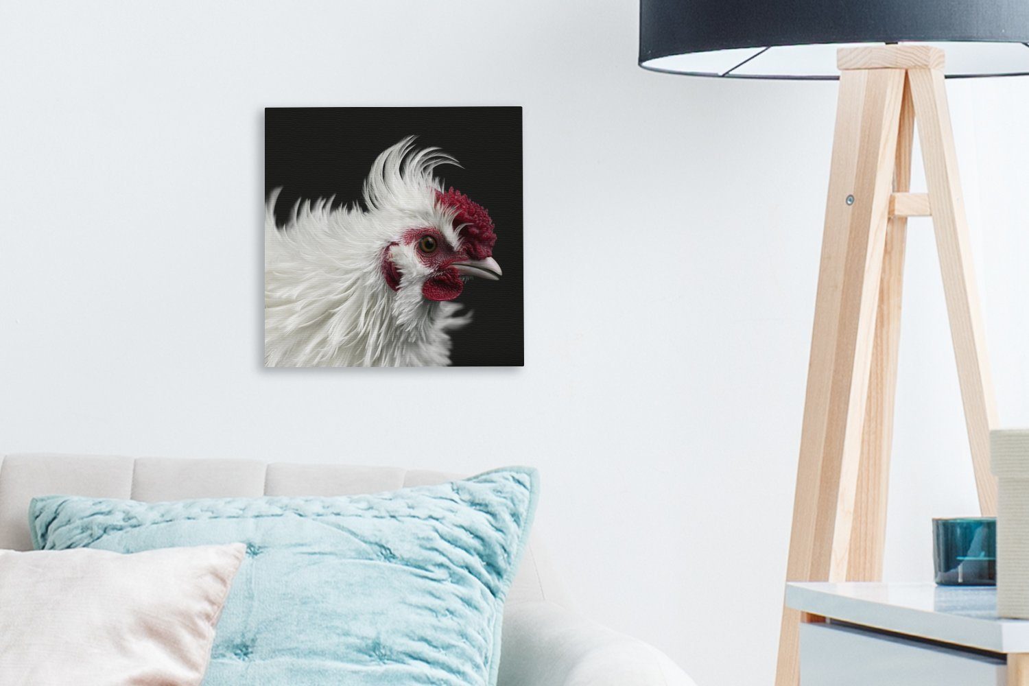 OneMillionCanvasses® Leinwandbild Huhn - Vogel Schwarz, Schlafzimmer Wohnzimmer Bilder - St), Leinwand für (1