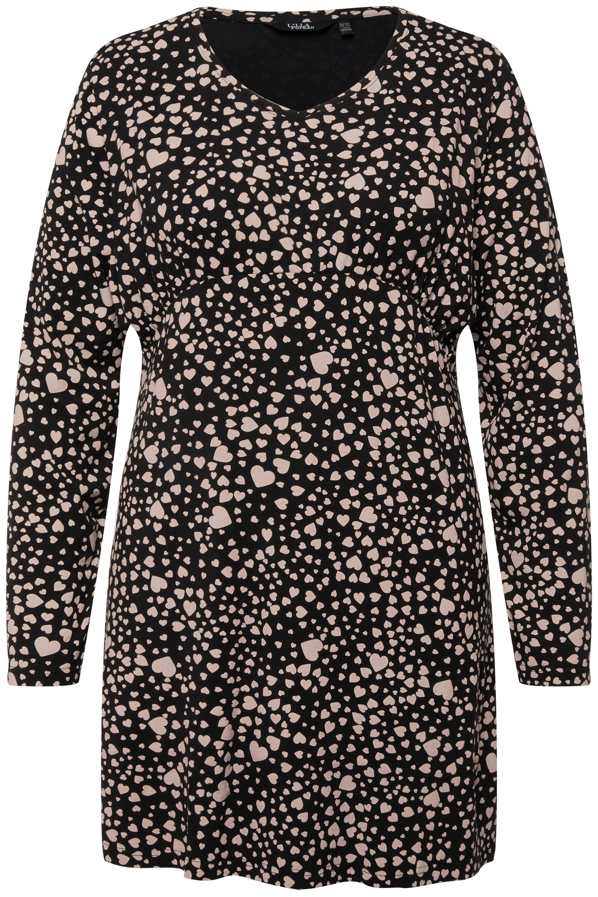 Ulla Popken Longshirt Shirt-Tunika Zierfalten V-Ausschnitt günstig online kaufen