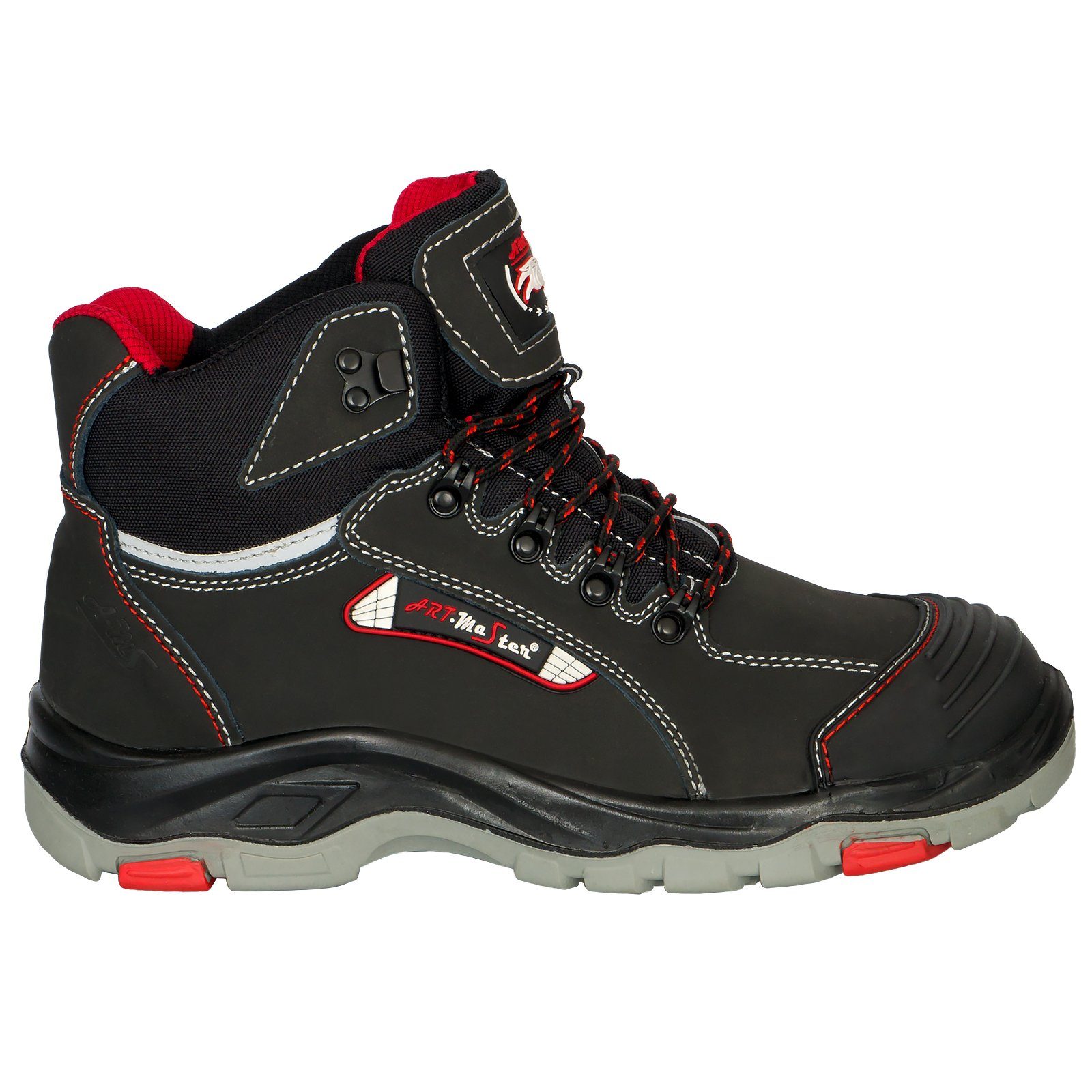 Artmas Arbeitsstiefel S3 Stahlkappe Arbeitsschuhe Leder Schwarz-Rot (BTNRED) Arbeitsschuh – Bild 5 von 5