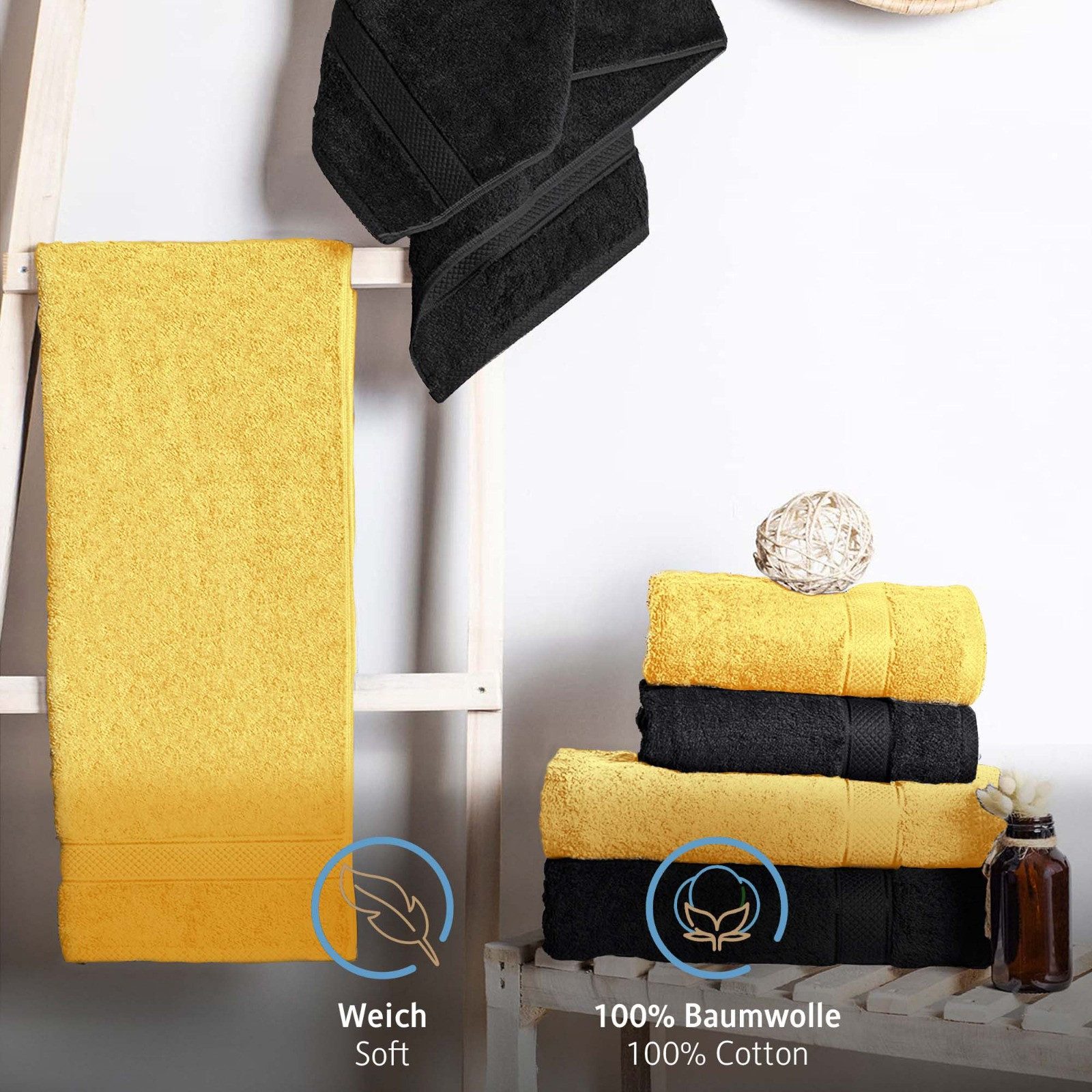 Komfortec Handtuch Set aus 100% Baumwolle, 4 Handtücher 50x100 cm und 4 Bad günstig online kaufen