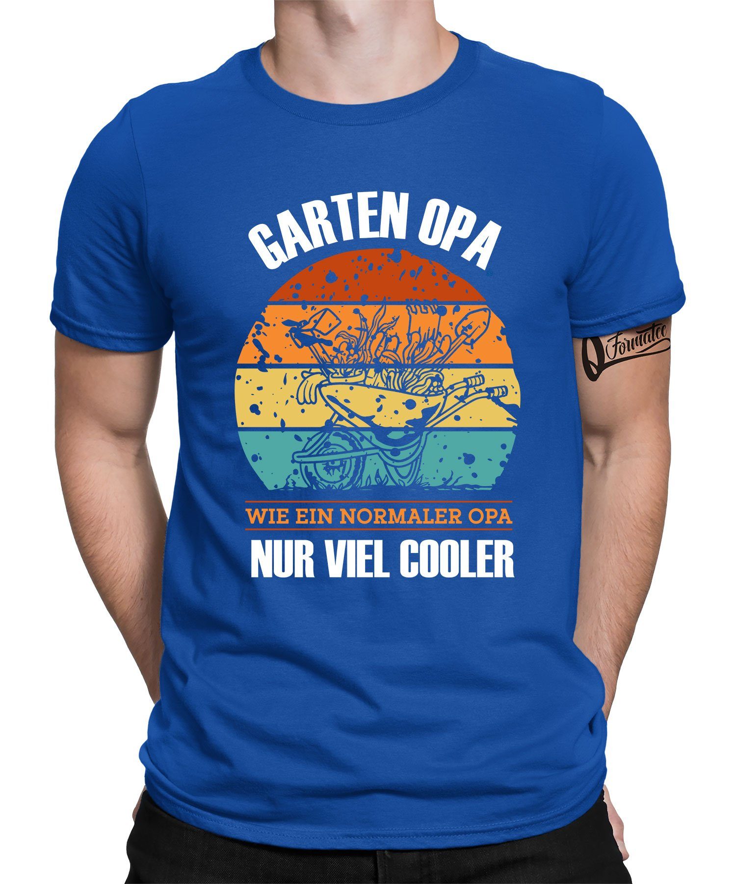 Quattro Formatee Kurzarmshirt Garten Opa - Pflanze Gärtner Hobbygärtner Herren T-Shirt (1-tlg) Blau