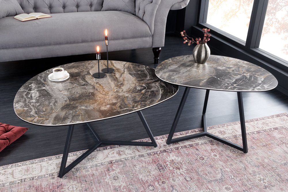 riess-ambiente Couchtisch MARVELOUS 70cm taupe / schwarz (Einzelartikel, 1-St), Wohnzimmer · Keramik · Glas · Metall · Marmor-Design – Bild 4 von 5