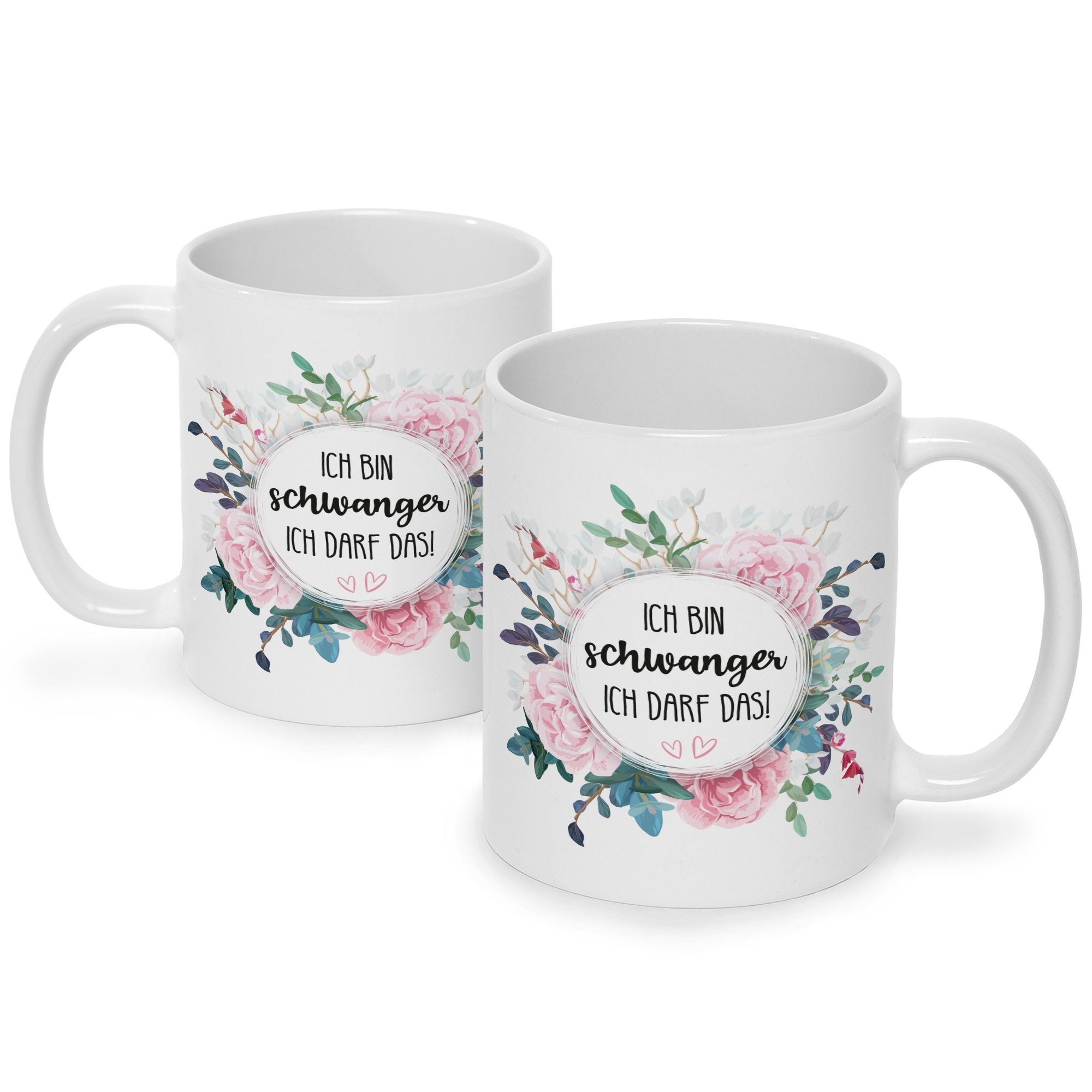 GRAVURZEILE Tasse Bedruckte Tasse mit Spruch - Ich bin Schwanger ich darf das -