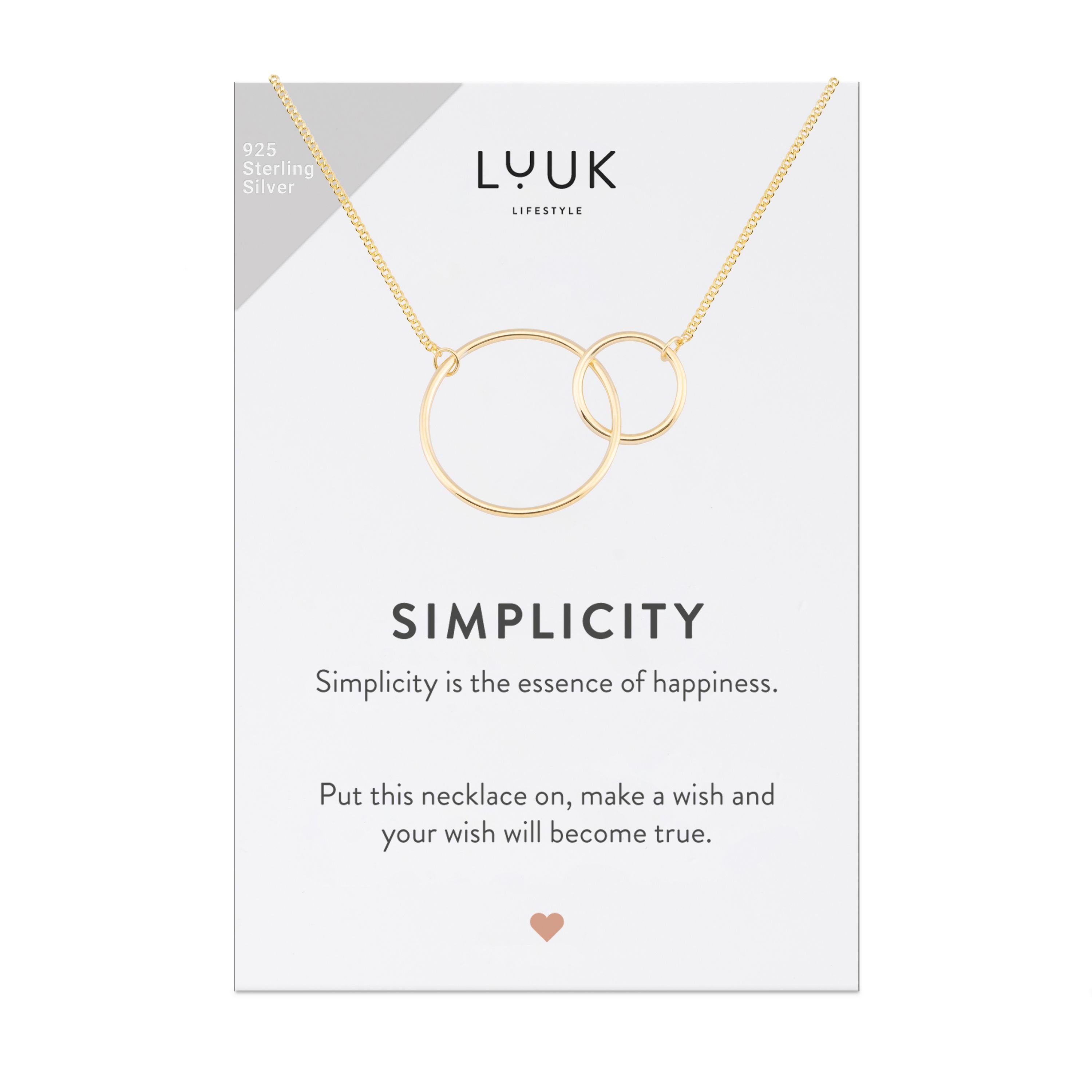 LUUK LIFESTYLE Silberkette Kreise, mit verschlungenen Ringen und SIMPLICITY Geschenkkarte Gold