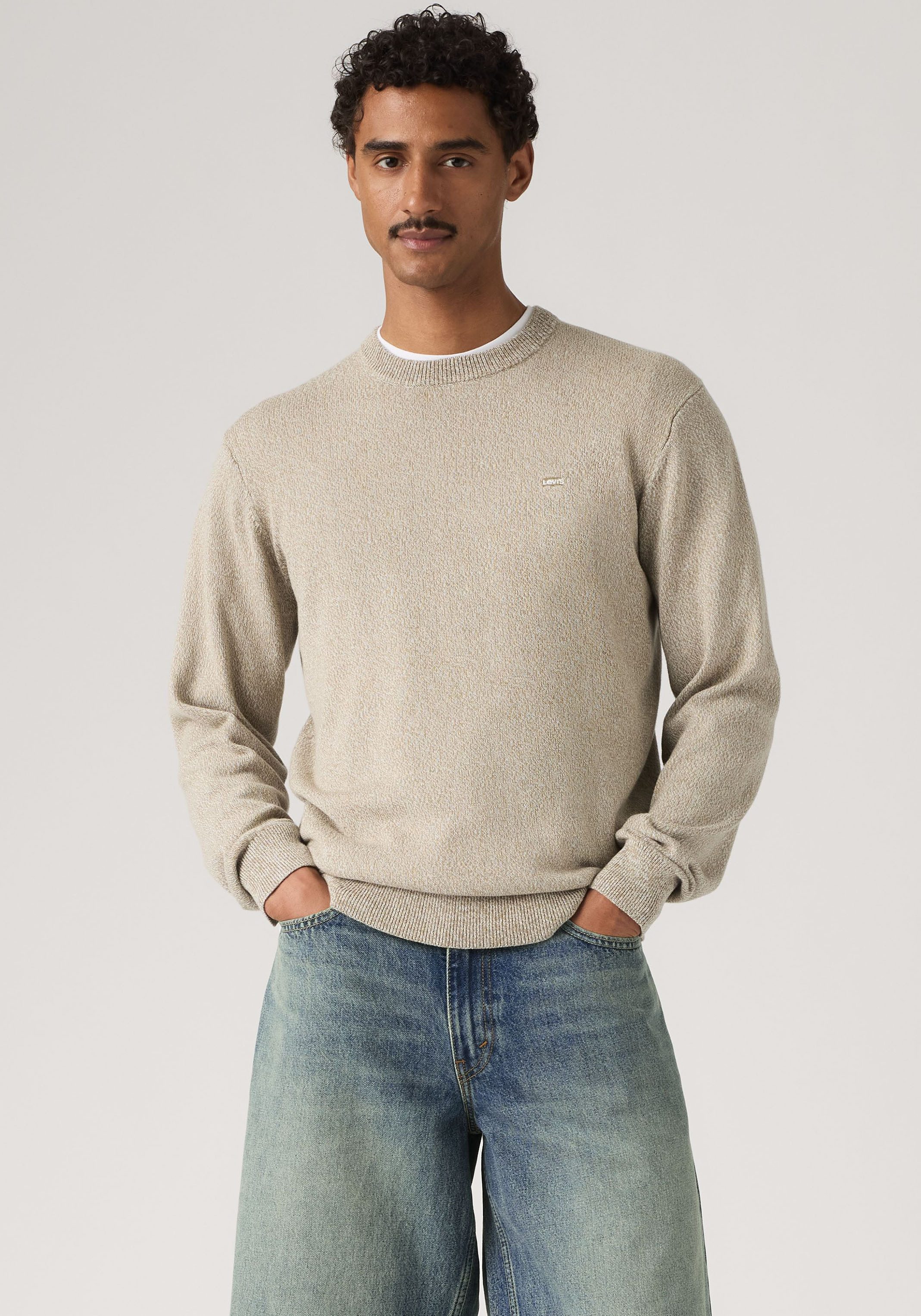 Levi's® Rundhalspullover LIGHTWEIGHT HM SWEATER Feingerippte Abschlüsse