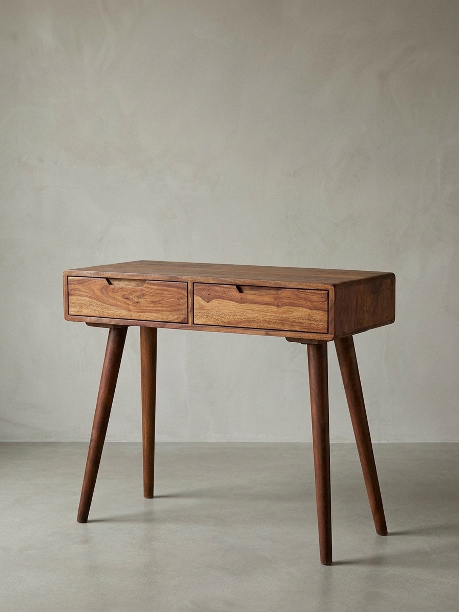 KADIMA DESIGN Konsolentisch Konsolentisch 90x76x36cm Massivholz mit Schubladen Flurtisch Diele (Flurtisch, Schminktisch Ablagetisch Natur), Design Holz Anrichte Konsole Massiv, Kleiner Landhaus Schreibtisch