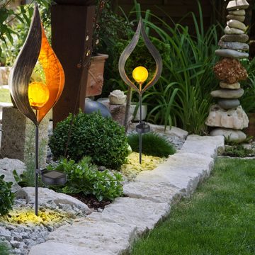 etc-shop LED Solarleuchte, LED-Leuchtmittel fest verbaut, 3er Set LED Solar Leuchten Außen Garten Veranda
