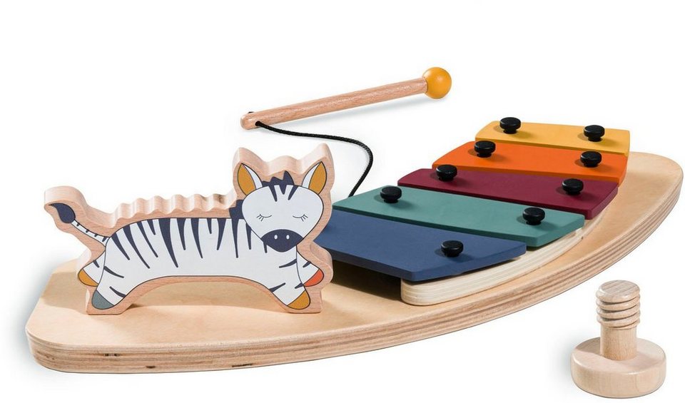 Hauck Hochstuhltablett Alpha Play Music Set Zebra, Holz, Kunststoff, FSC® -  schützt Wald - weltweit, Das Spielbrett ist kombinierbar mit bis zu zwei  Spielaufsätzen