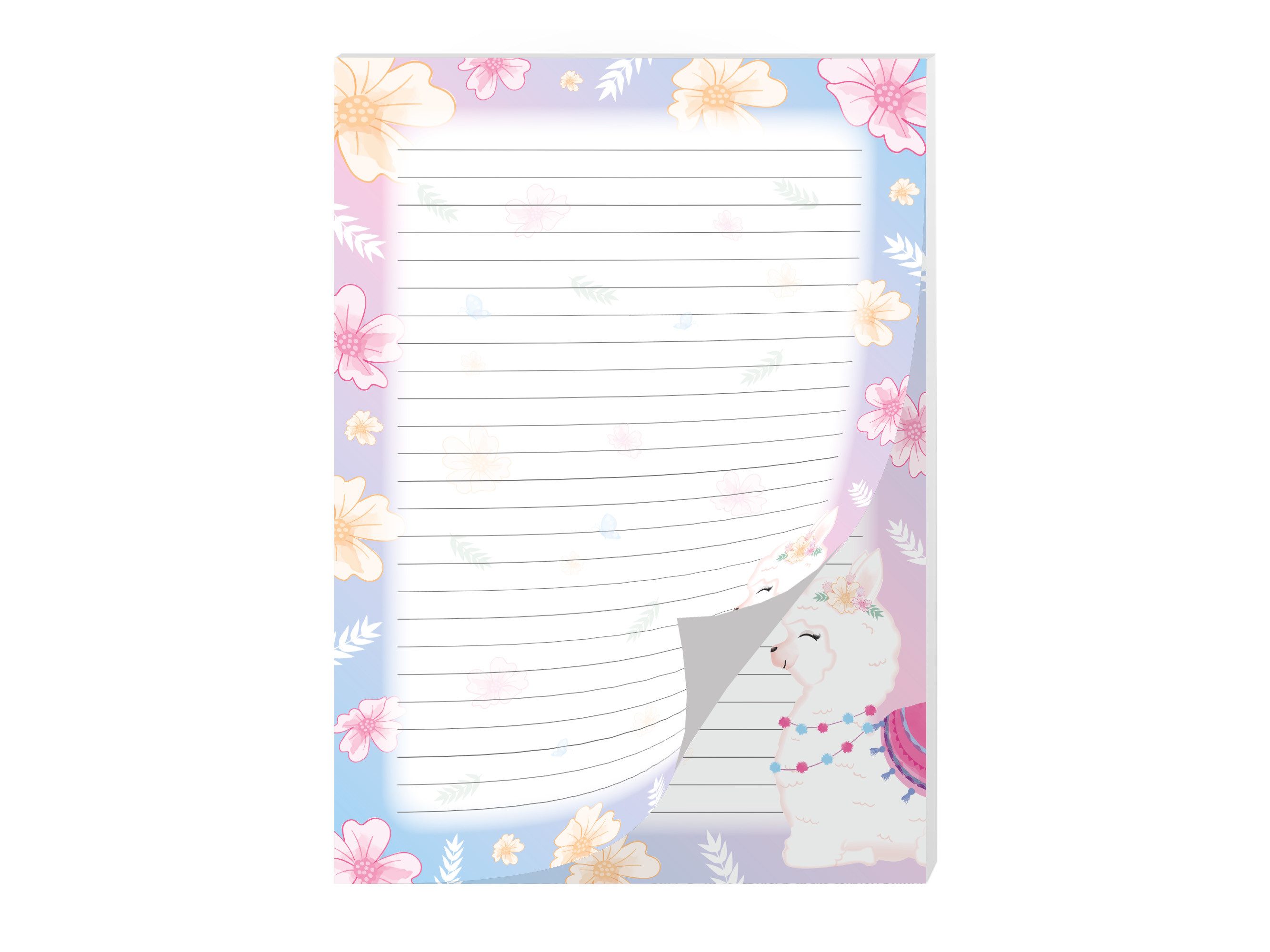 LIMONIA Briefpapier Set Kinder Briefblock A5 mit Umschlägen Notizblock Papier Lama Alpaka, Kinder-Briefpapier A5 mit 15 Umschlägen, liniert & leicht beschreibbar