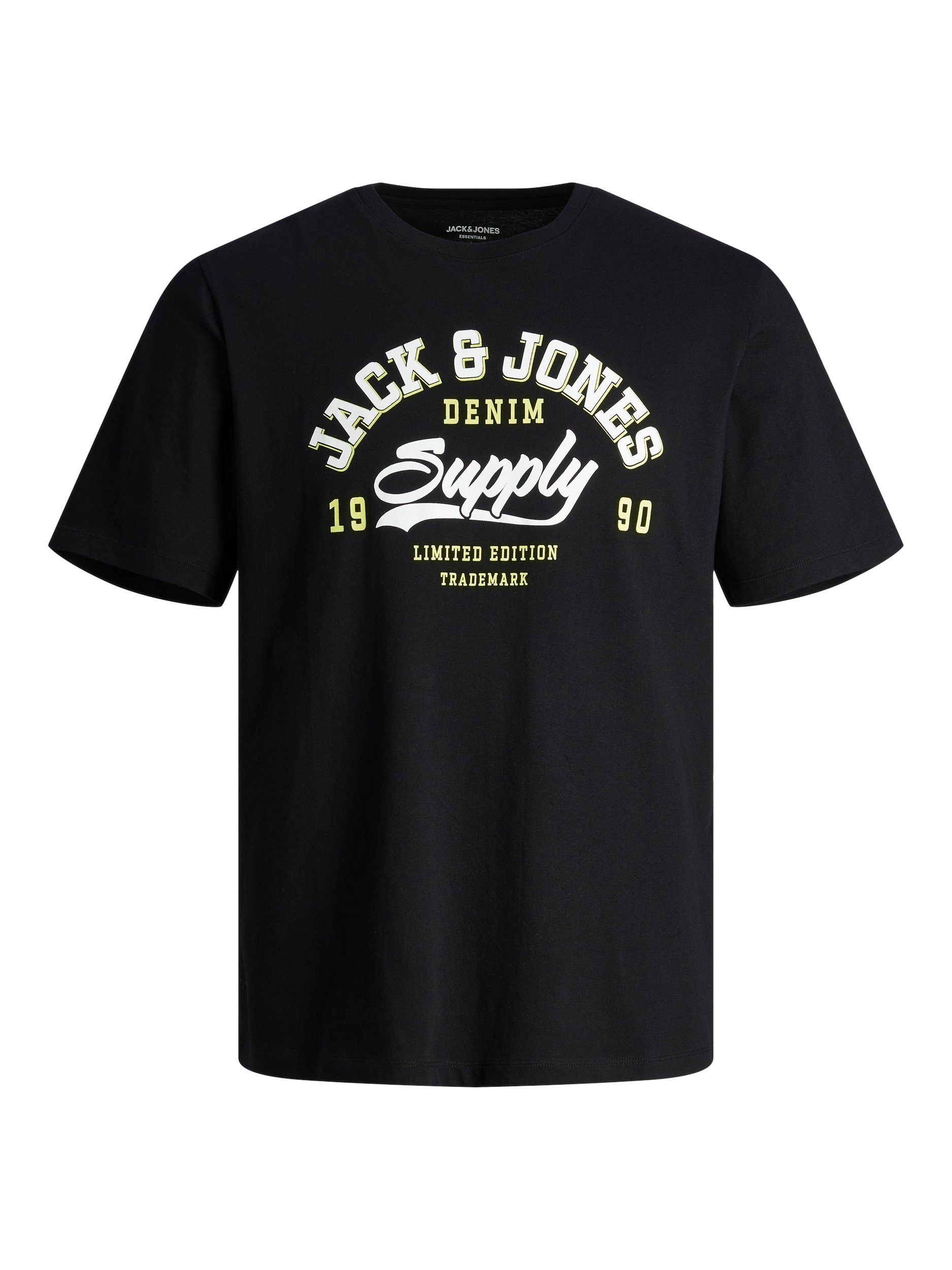 Jack & Jones Rundhalsshirt JJELOGO SN 2 Black O-NECK TEE SS24 COL SS