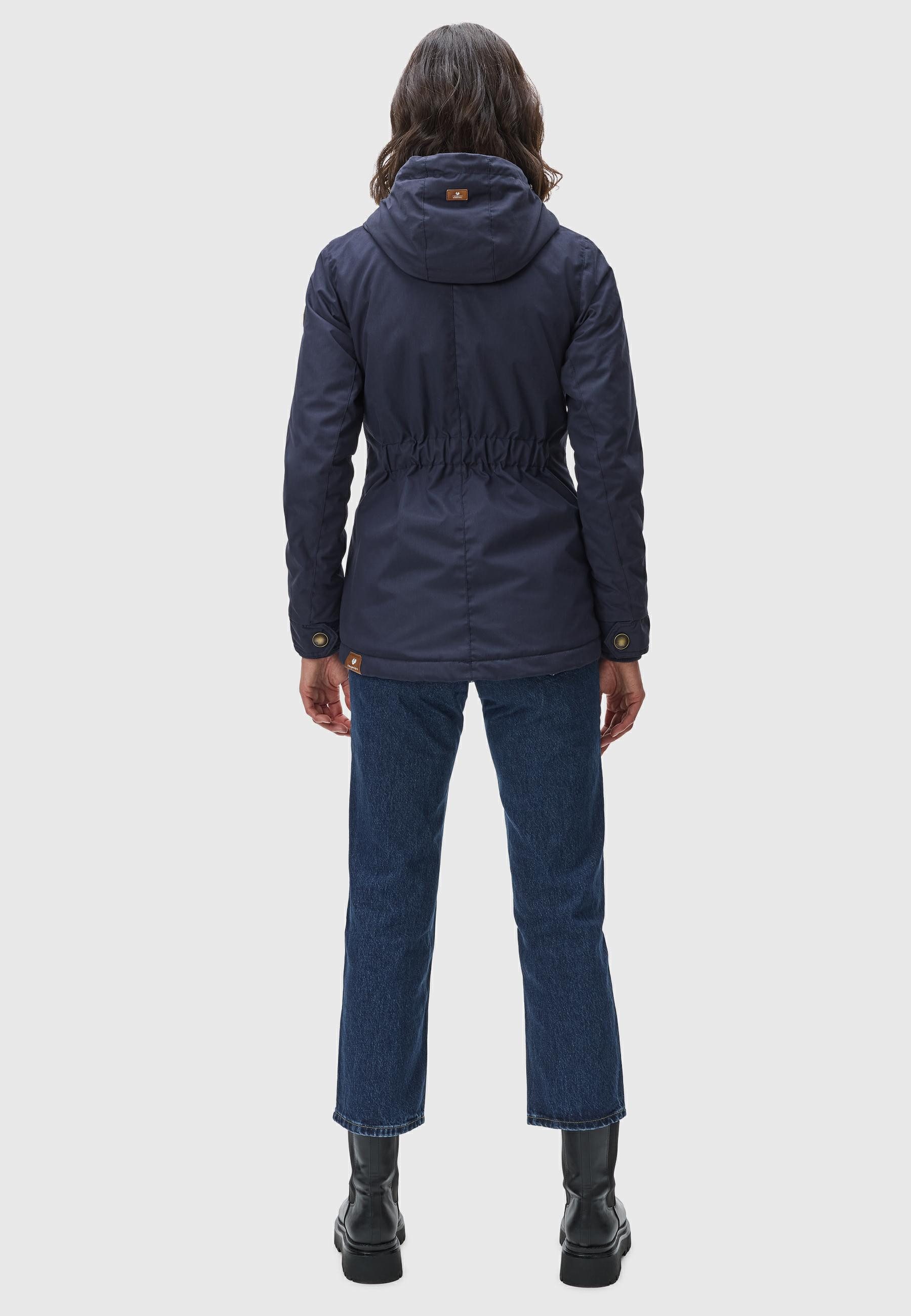 Ragwear Winterjacke Monade Damen Winterparka mit Kapuze und m. Fleece gefüttert