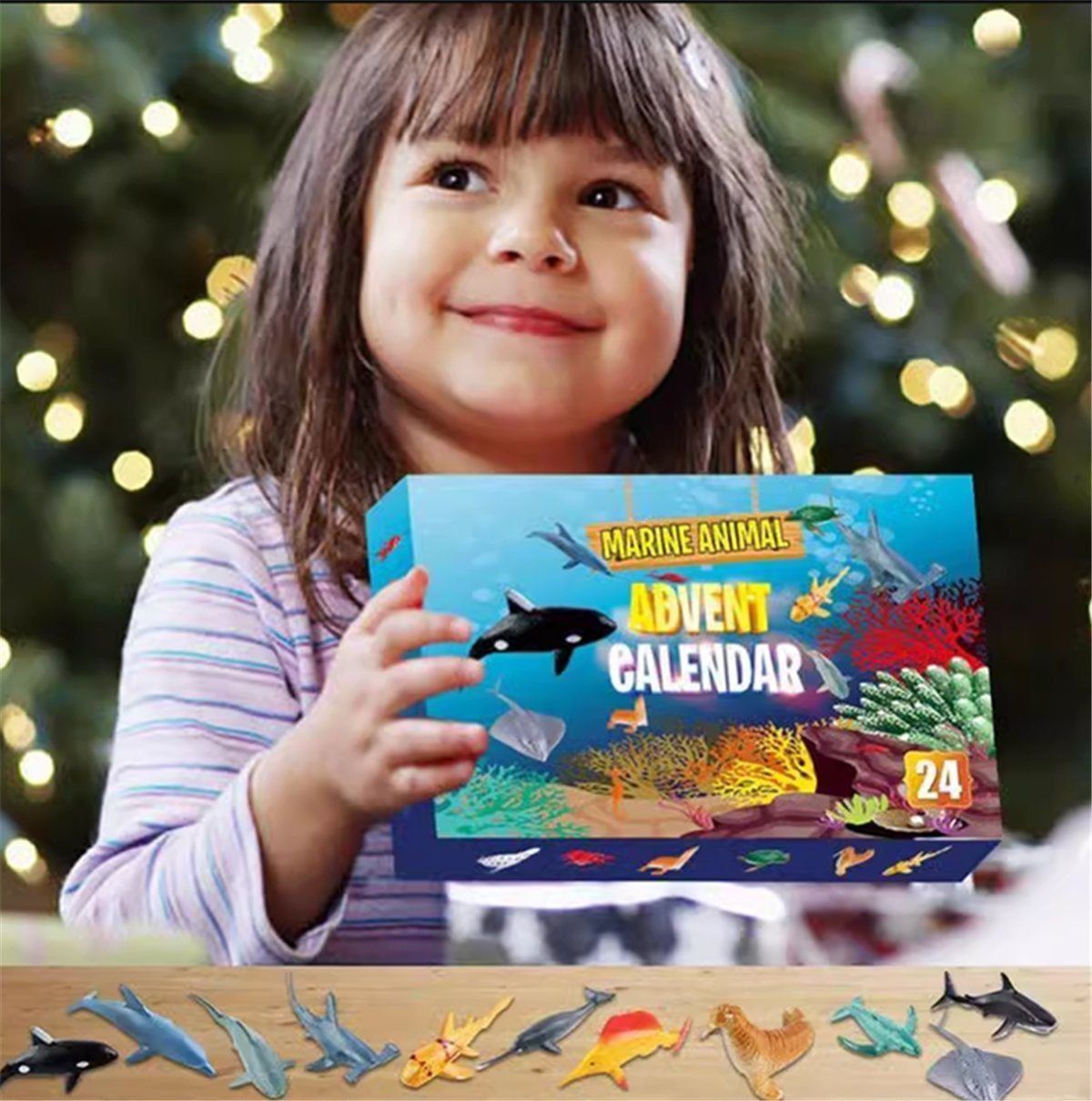 Adventskalender Feiertags-Countdown-Blindbox-Meereslebensspielzeug TUABUR (1-tlg)