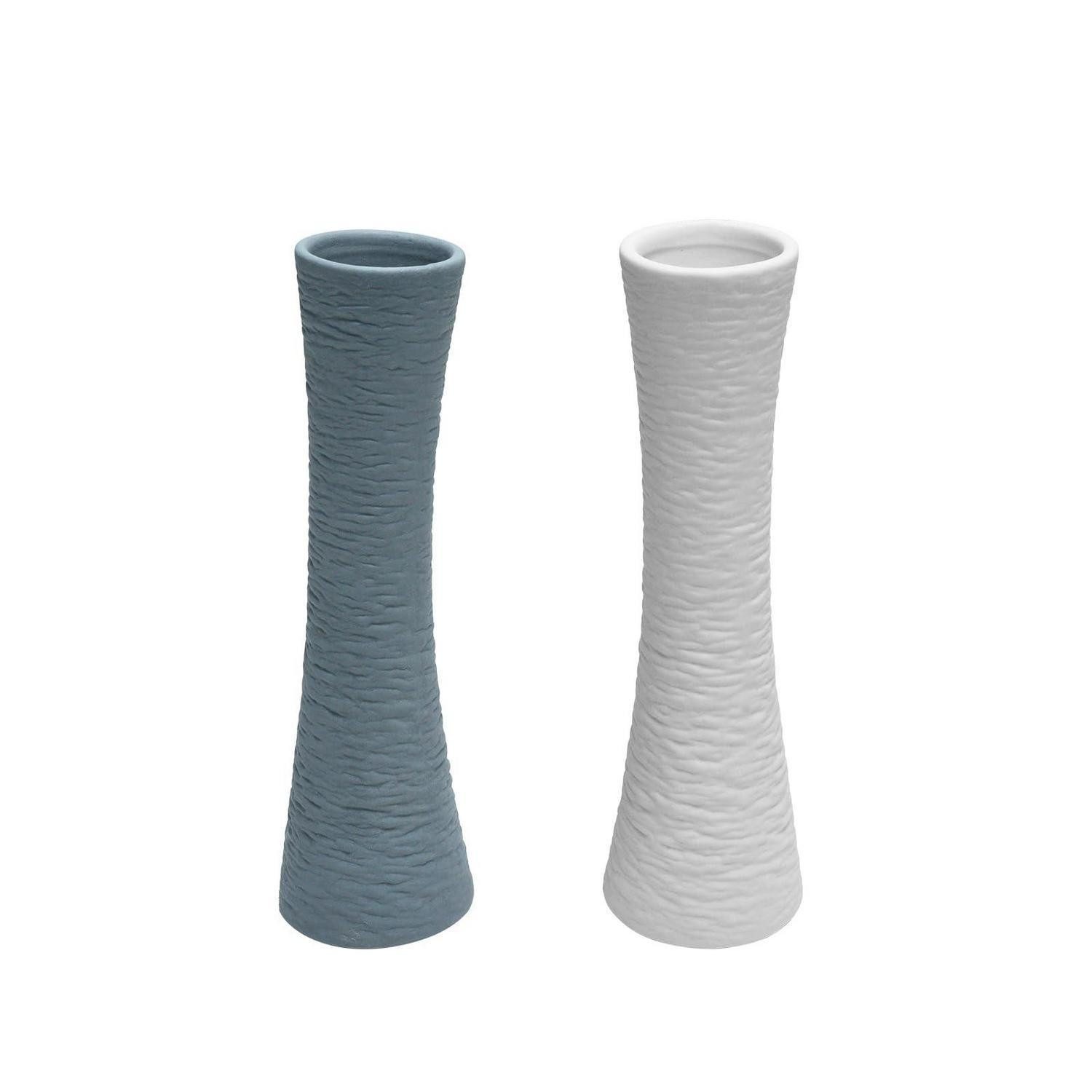 LuxusKollektion Dekovase Keramikvase Set Weiß Grau 2er (1 St)