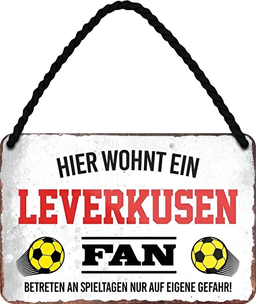 schilderkreis24 Metallschild Blechschild Hier wohnt ein Leverkusen Fan 18x12cm