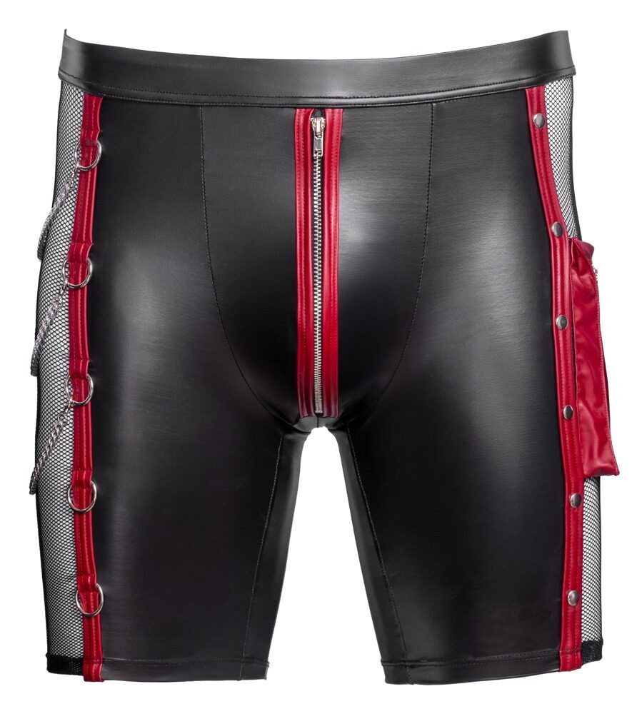 NEK Boxershorts Boxershorts mit Reißverschluss uns seitlichem Netz mit Ketten - schwar (1-St) Cooler Mattlook und seitliches Netz – Bild 4 von 5