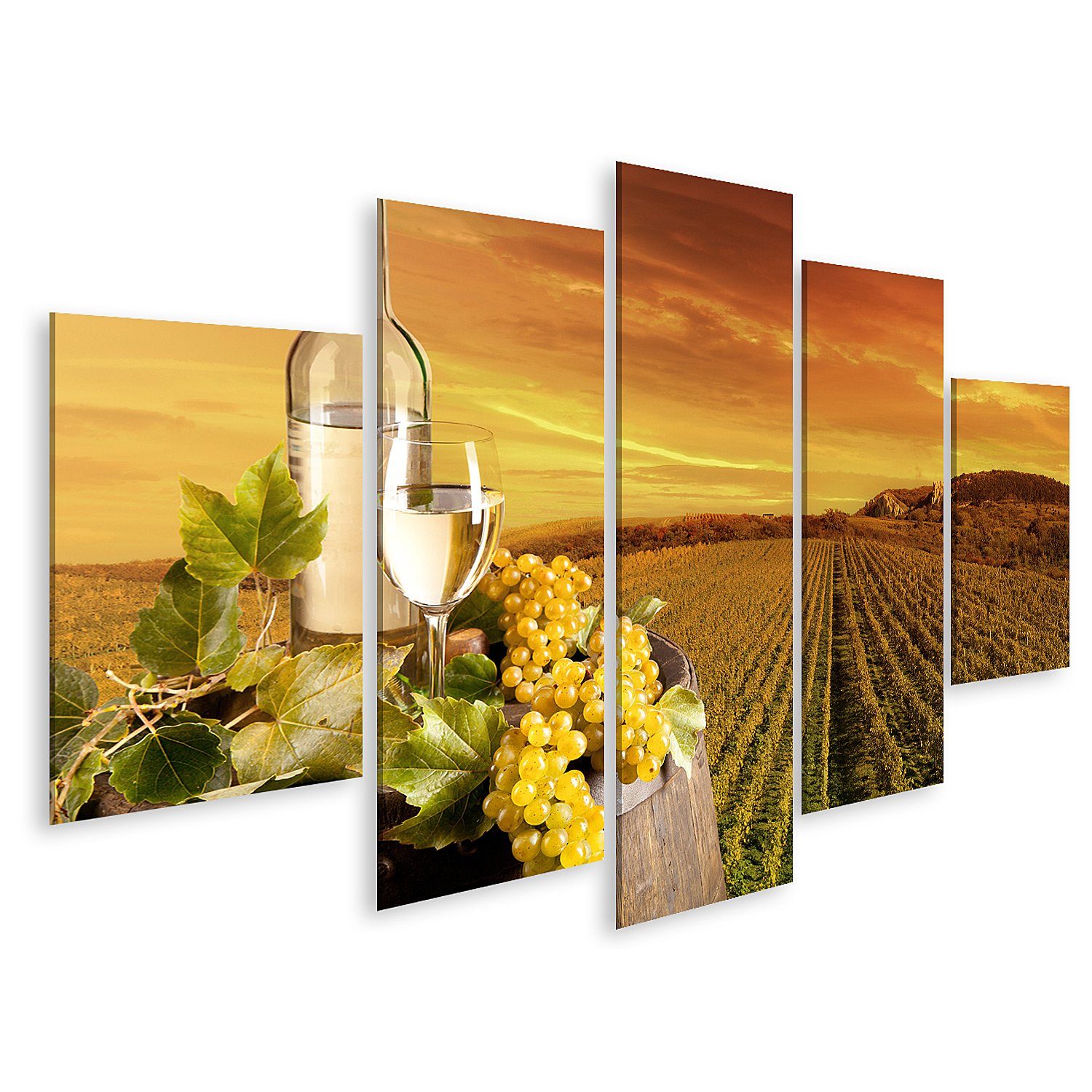Leinwandbild Bild auf Leinwand Detail von Wein mit Fass auf Weinberg Wandbild Poste