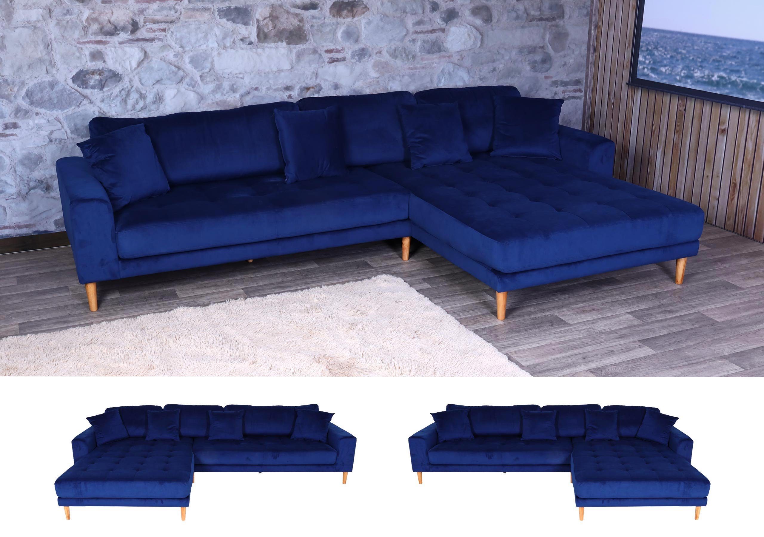 blau blau 1 Lounge-Stil, Sitzpolsterung, | Liegefläche Teile, MCW Moderner Ecksofa Extradicke MCW-J54, Breite