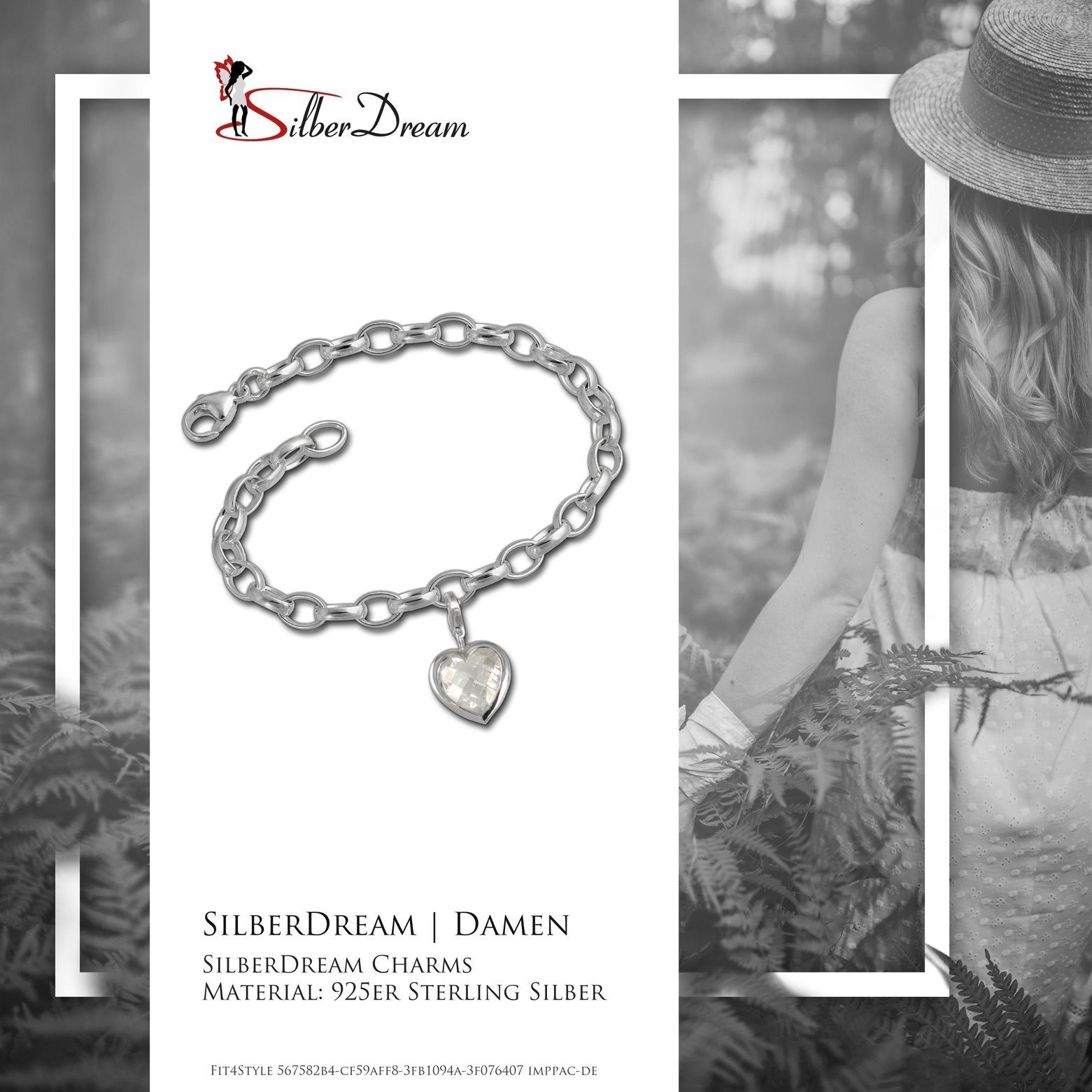 SilberDream Charm Einh nger Set SilberDream 925 Charms Herz wei