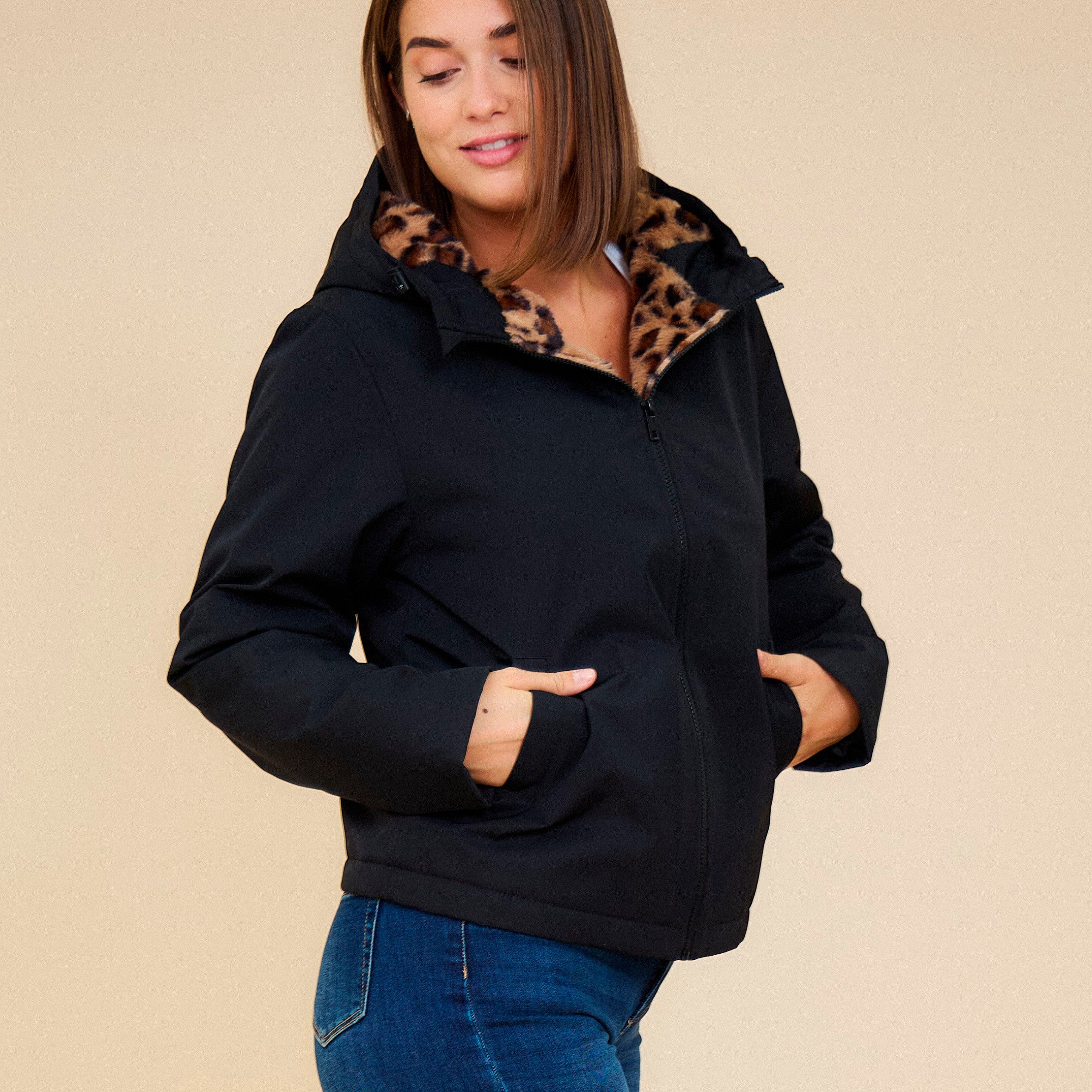 30seven Parka beheizter Parka mit Leo Muster Innenfutter (1-St)