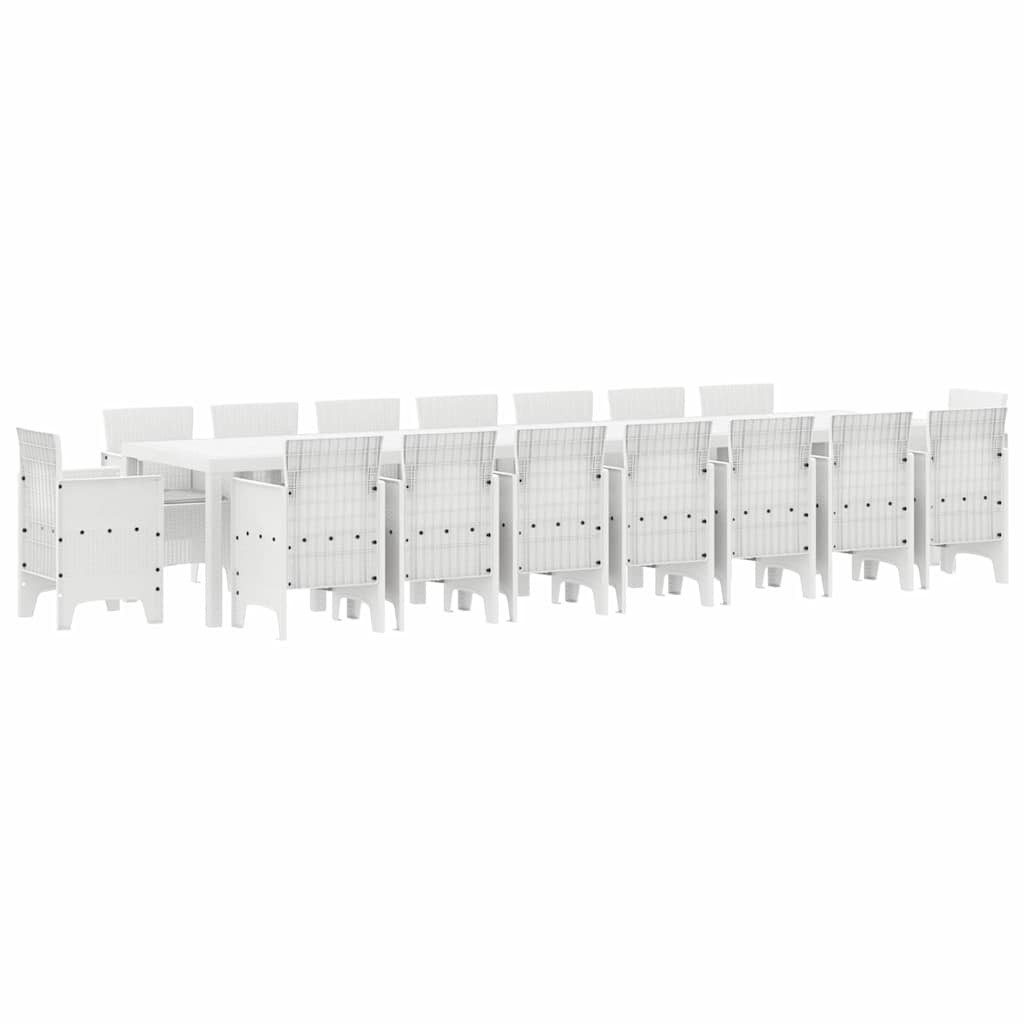 vidaXL Gartenlounge-Set Garten-Esszimmergarnitur mit Kissen 17 stk. Weiß PP, (17-tlg)