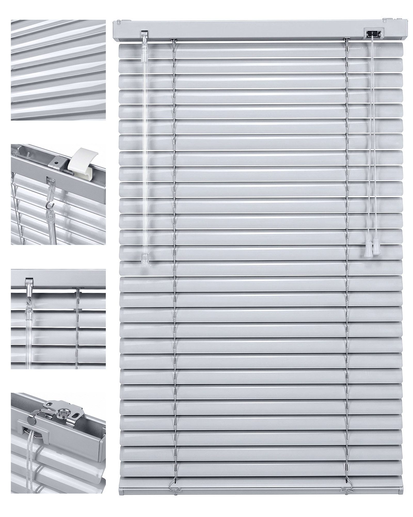 Sekey Jalousie Aluminium-Jalousie Klemmfix ohne Bohren für fenster Sichtschutz, freihängend, 25mm Alu-Lamellen, Klemmfix ohne Bohren, inkl. Zubehör