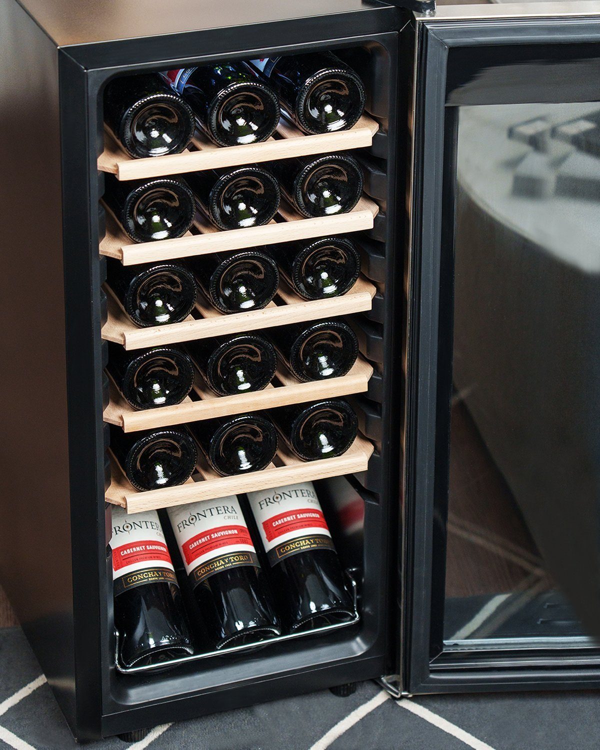 3. Bild von kalamera Weinkühlschrank KRC-51FCSS, für 18 Standardflaschen á 0,75l,5-18°C