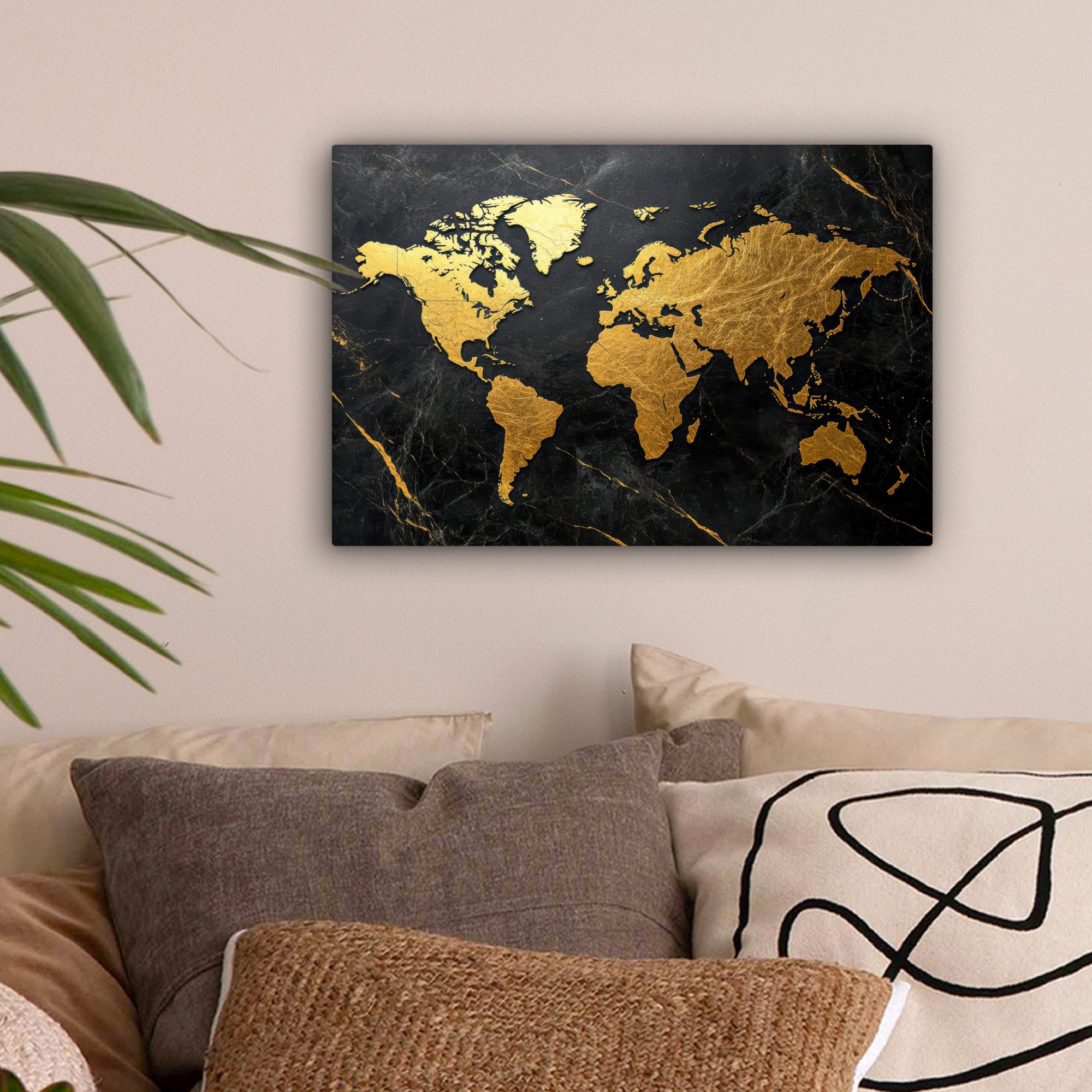 OneMillionCanvasses® Leinwandbild Weltkarte - Gold - Marmor, Fotodruck (1 S günstig online kaufen