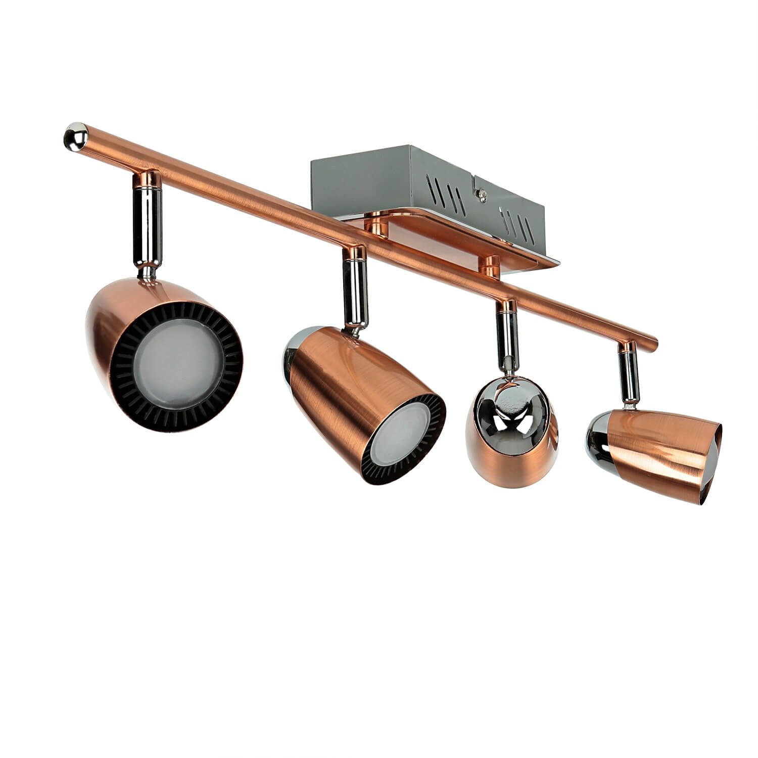 Licht-Erlebnisse Deckenstrahler SKYLAR, LED, Warmweiß, LED in Kupfer Glas Edelstahl 3000 K 1960 lm verstellbar Wohnzimmer