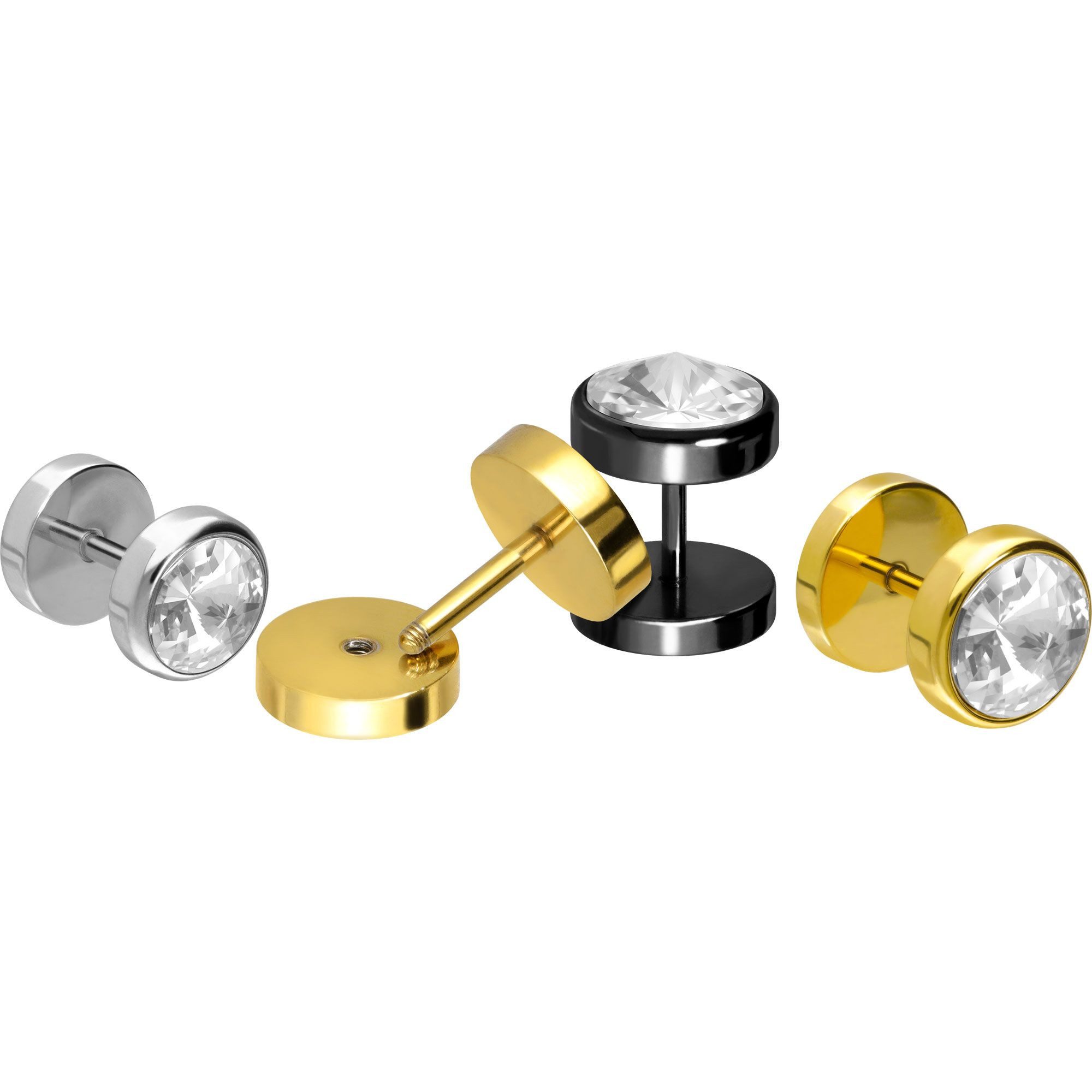 PIERCINGLINE Fake-Ear-Plug Chirurgenstahl Fake Plug GROSSER KRISTALL (Fake Plugs, 1-tlg)