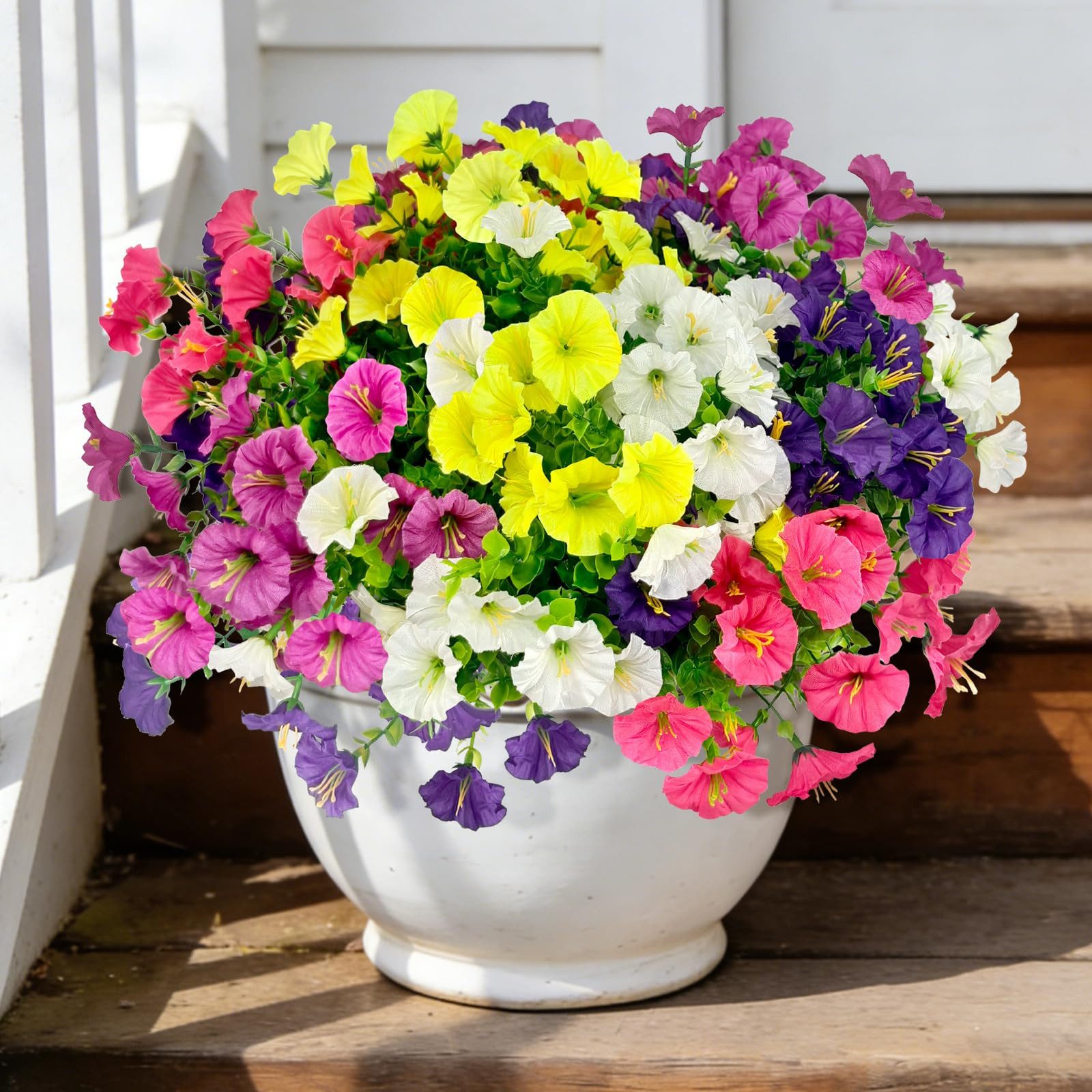 Kunstblumenstrauß Kunstblumen 12 Bündel Balkonblumen Outdoor UV beständig, FOUORTUNATE-BEE, Künstliche Blumen 12 Bund Balkon Garten wetterfest Deko