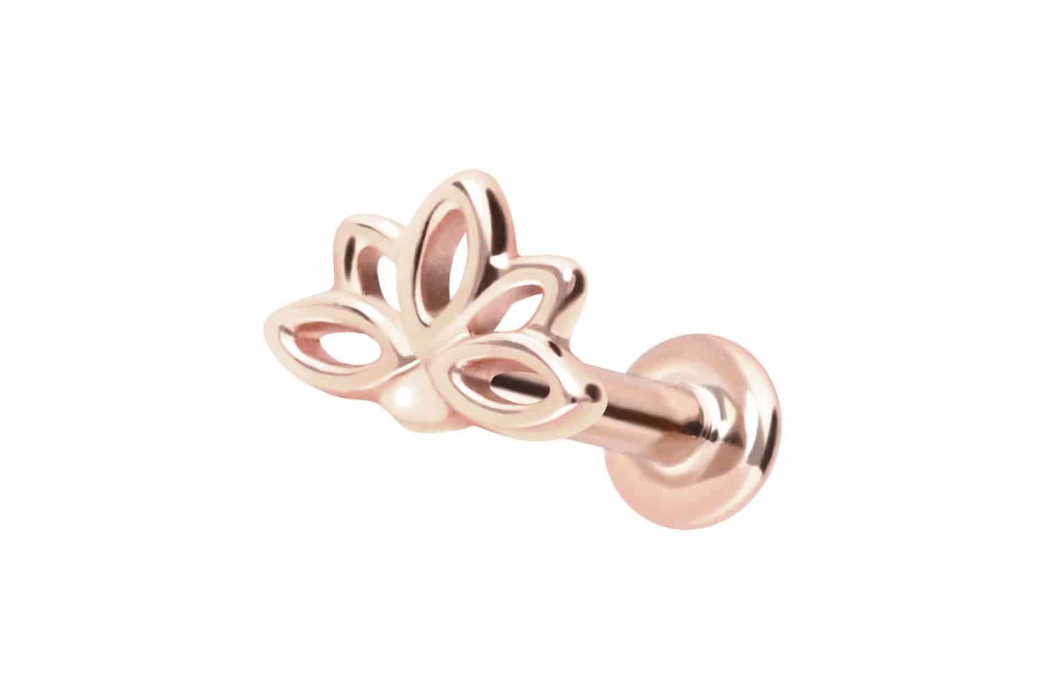 PIERCINGLINE Piercing-Set 14 Karat Gold Labret mit Push Fit LOTUSBLÜTE (Labrets, 1-tlg)
