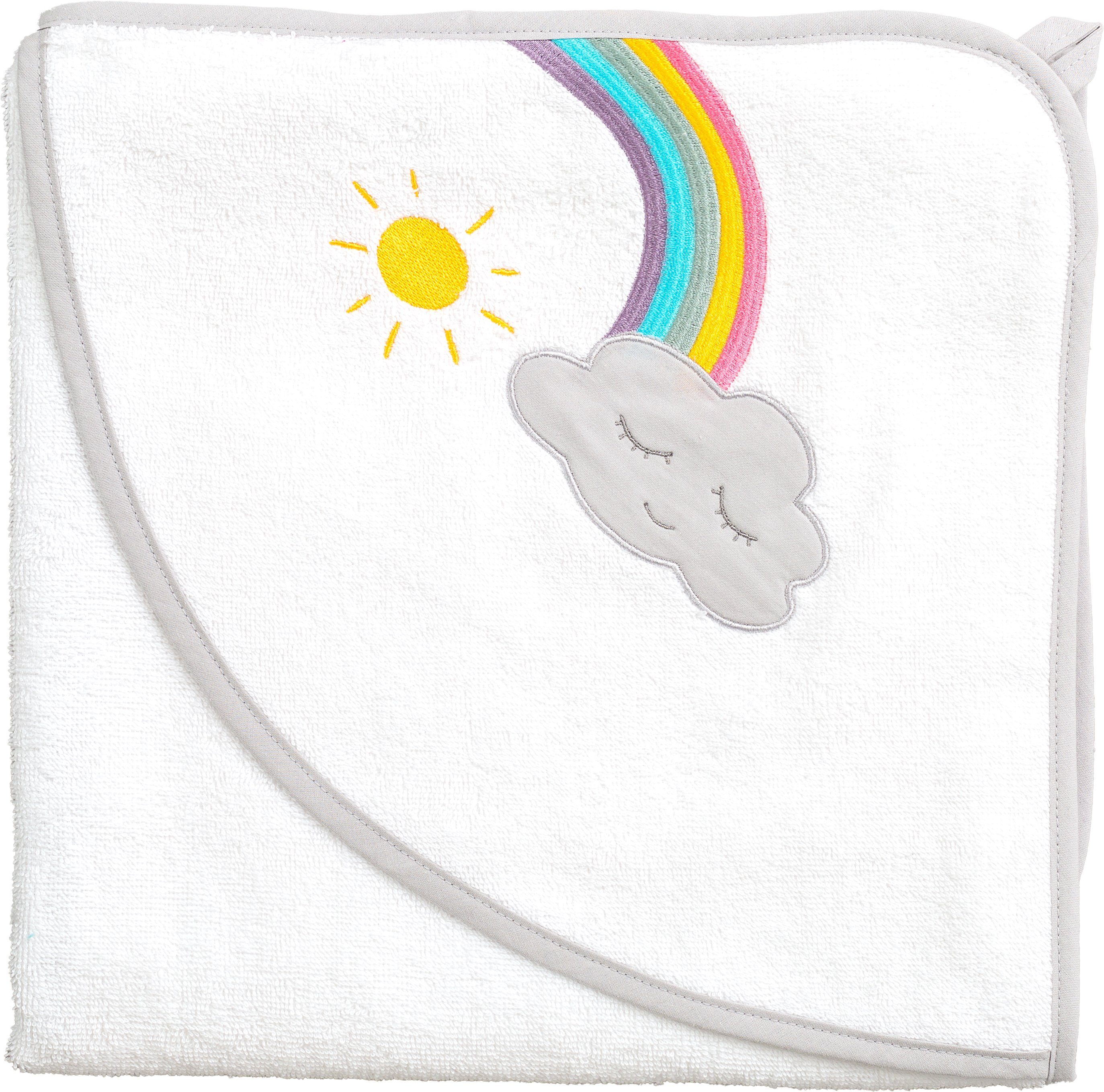 Kapuzenhandtuch Wolke/Regenbogen, 100x100 cm