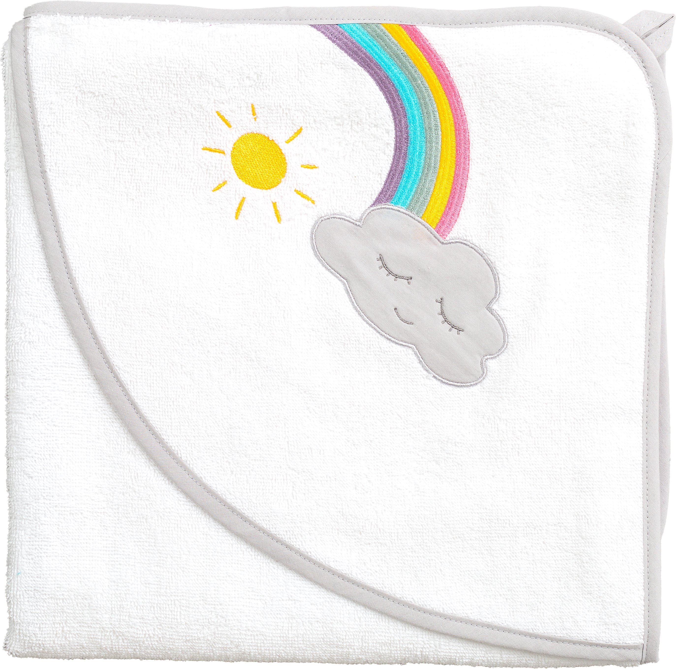 Smithy Kapuzenhandtuch Wolke/Regenbogen, 100x100 cm, Frottier (1-St), made in Europe