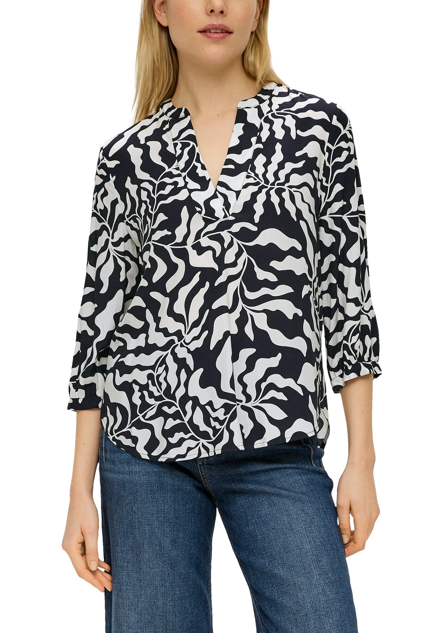 Tunika s.Oliver Tunikabluse mit Allover Print in Blau