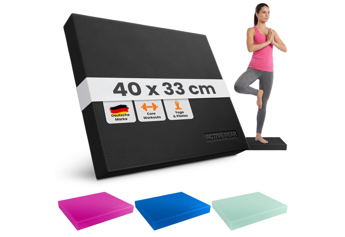 Active Peak Balanceboard Balance Pad XXL Gleichgewichtskissen Balancepad, Ideal für Yoga, Pilates & Core-Training & Physiotherapie