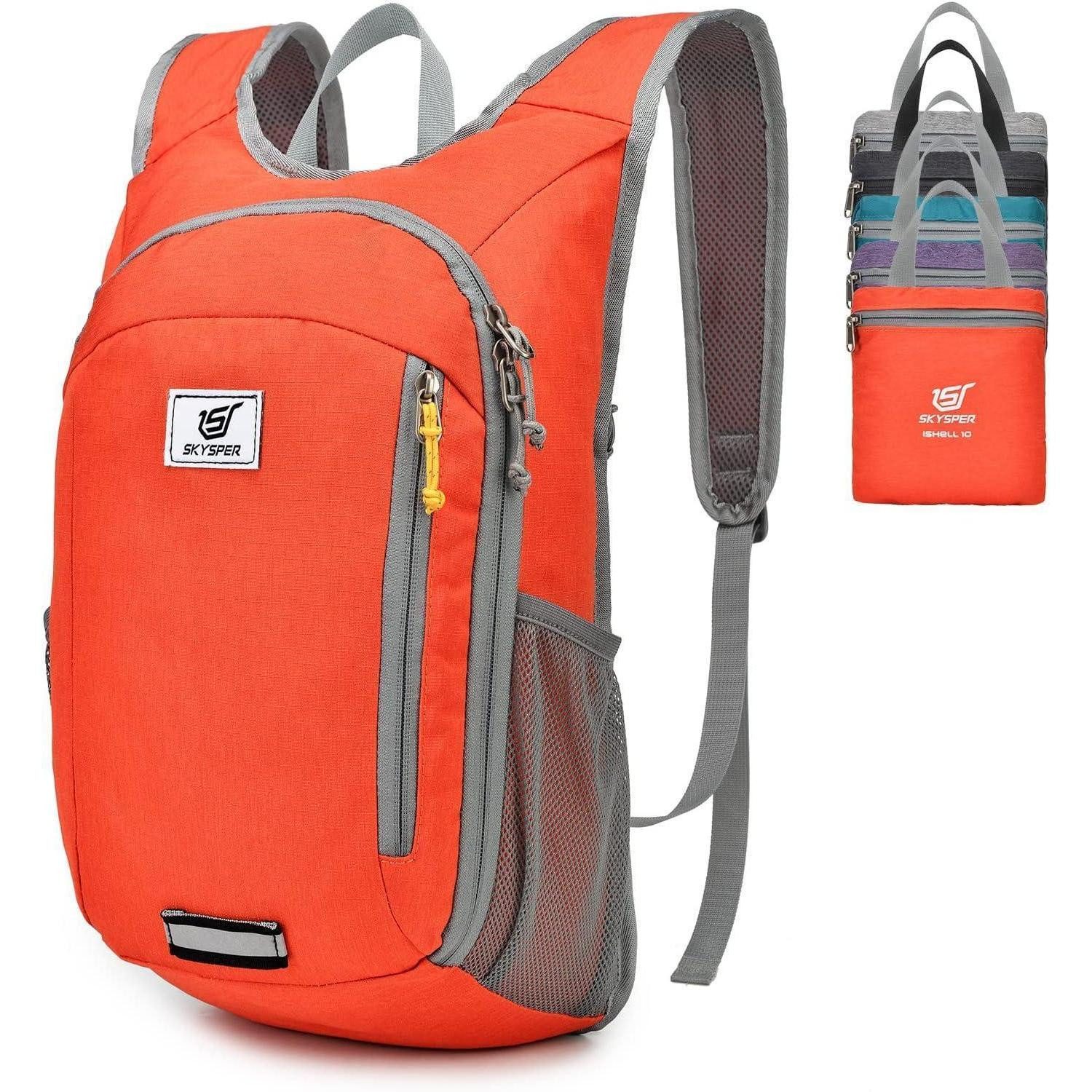 Tagesrucksack Rucksack faltbar wasserfest ultraleicht Reiserucksack 15L 10L Orange