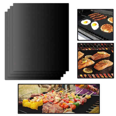 Alster Herz Backmatte 4x GRILLMATTE Grillunterlage Backmatte, hitzebeständig antihaft H064, (4-tlg., schwarz), ideal für Backblech, Gasgrill und Holzkohle