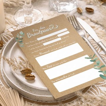 CreativeRobin Hochzeitskarte Hochzeitsspiel & Gästebuch Karten für 50 Gäste • A5 Notizblock