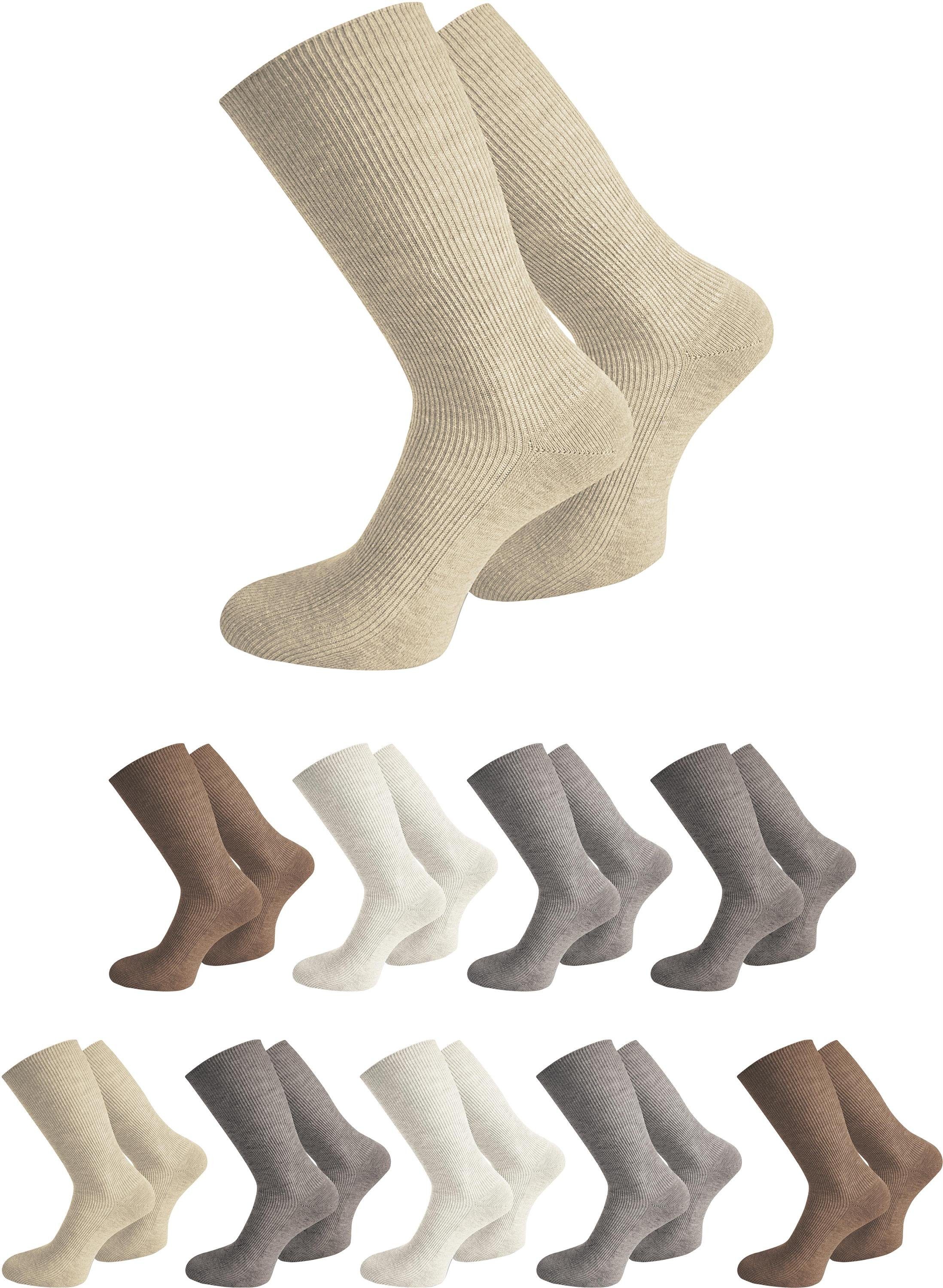 normani Diabetikersocken 10 Paar Gesundheitssocken mit hohem Baumwollanteil (10 Paar) ohne einschneidendes Bündchen