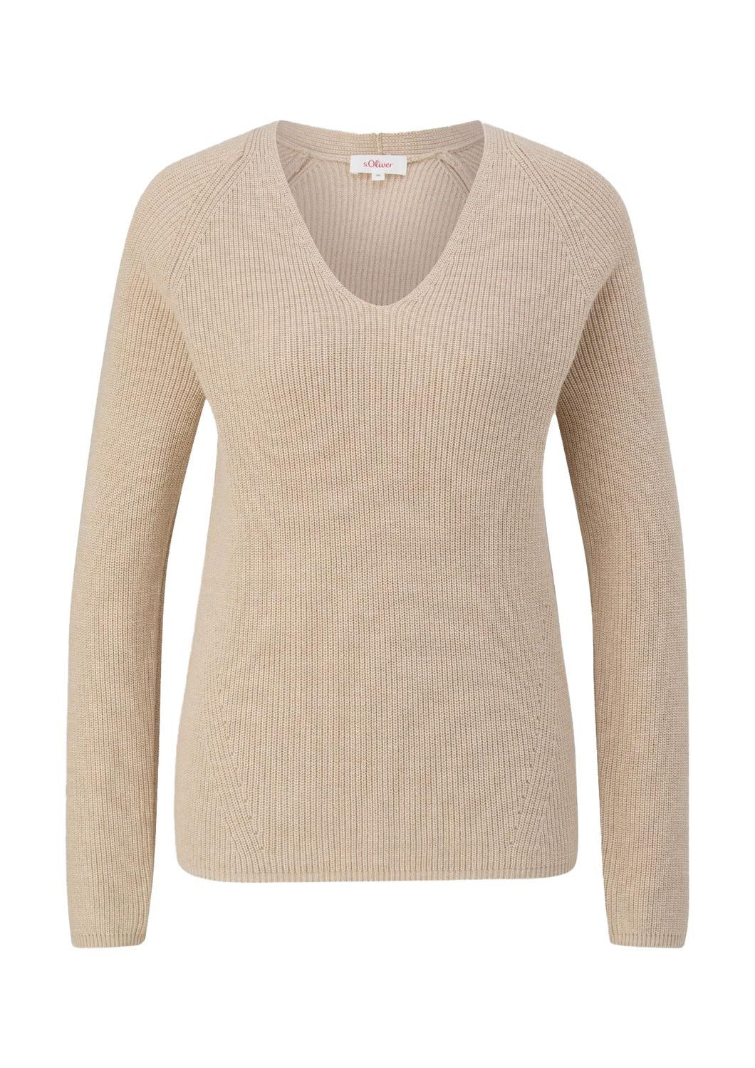s.Oliver V-Ausschnitt-Pullover Basic (1-tlg) V-Ausschnitt, lamgarm günstig online kaufen