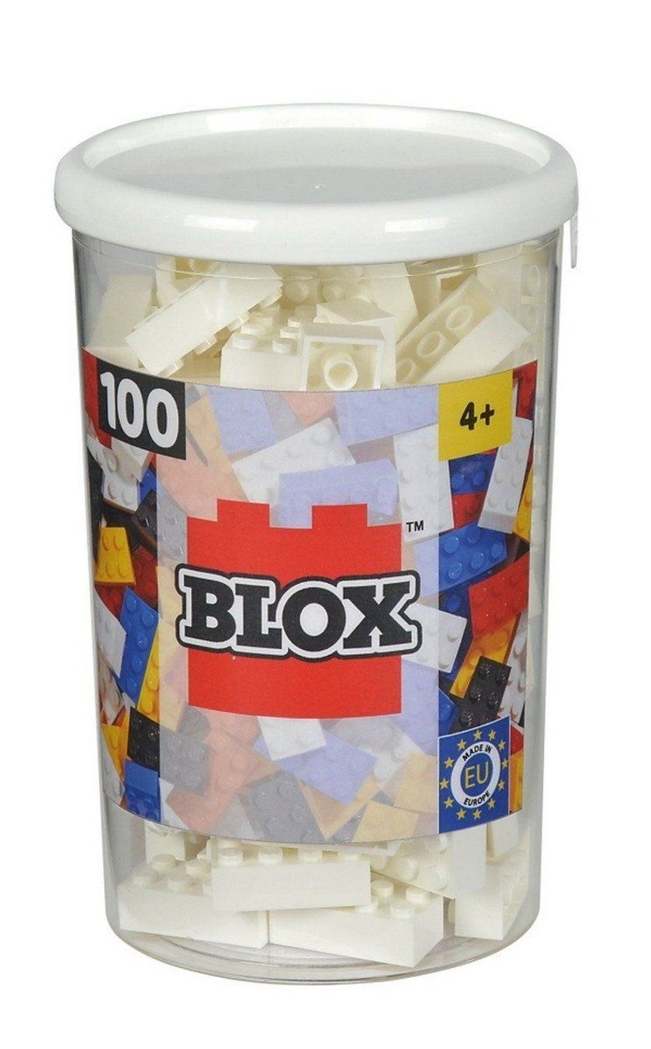 Blox Blox 100 weiße 8er Steine in Dose Konstruktionsspielsteine, (Blox 100 weiße 8er Steine in Dose)