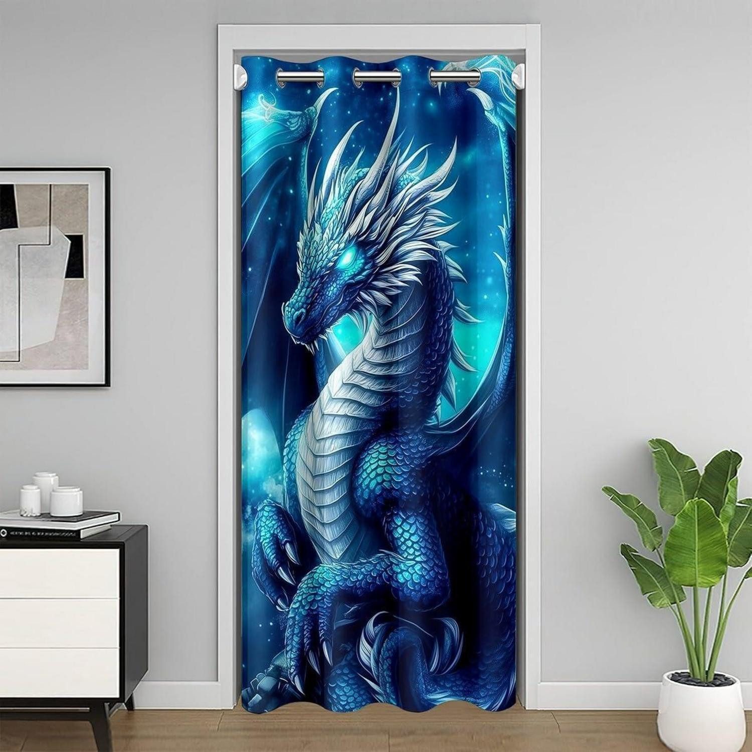 LuxusKollektion Türvorhang Türvorhang Drache blau 86x203cm (1 St)