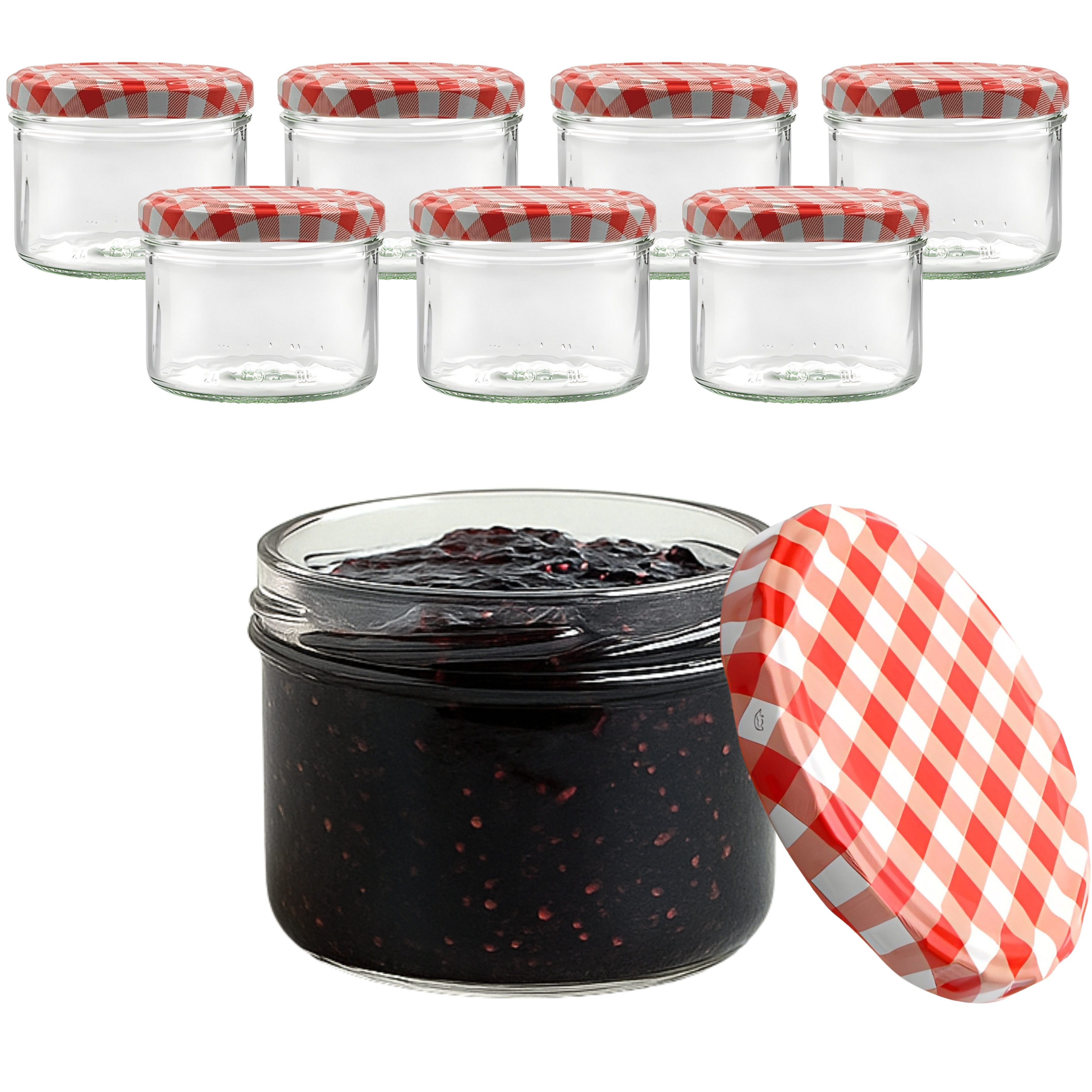 mikken Marmeladenglas Einmachglas 210ml mit Schraubdeckel Einkochglas Schraubglas, (Set, 6-tlg), für Kuchen im Glas, für Dessert, zum Aufbewahren, Pasteurisierbar