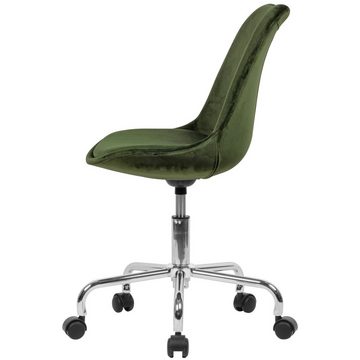 Amstyle Drehstuhl SPM1.421 (Schreibtischstuhl Grün Samt ohne Armlehnen), Schalenstuhl mit Rollen 110 kg, Arbeitsstuhl