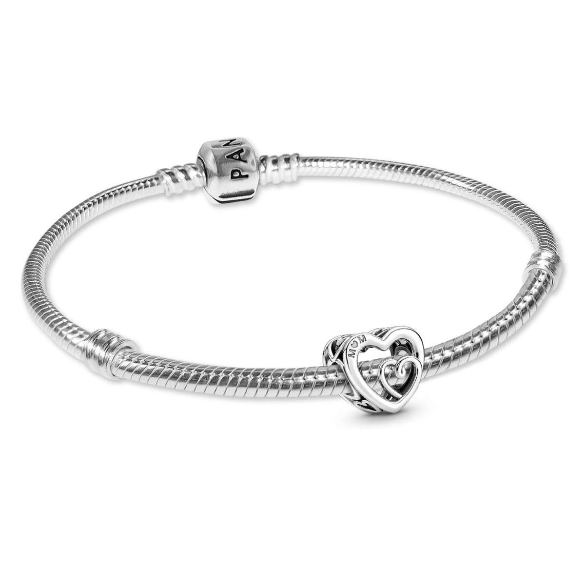 Pandora Silberarmband 21484, für Damen-Starterarmband Silber Geschenk-Set Mom Unendliche Herzen