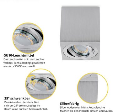 Sweet LED LED Deckenspots spots eckig Aufbauspot GU10 7W Aluminium Deckenspots, Leuchtmittel wechselbar, Warmweiß, Deckenaufbauleuchte, Aufbaustrahler, Deckenspot