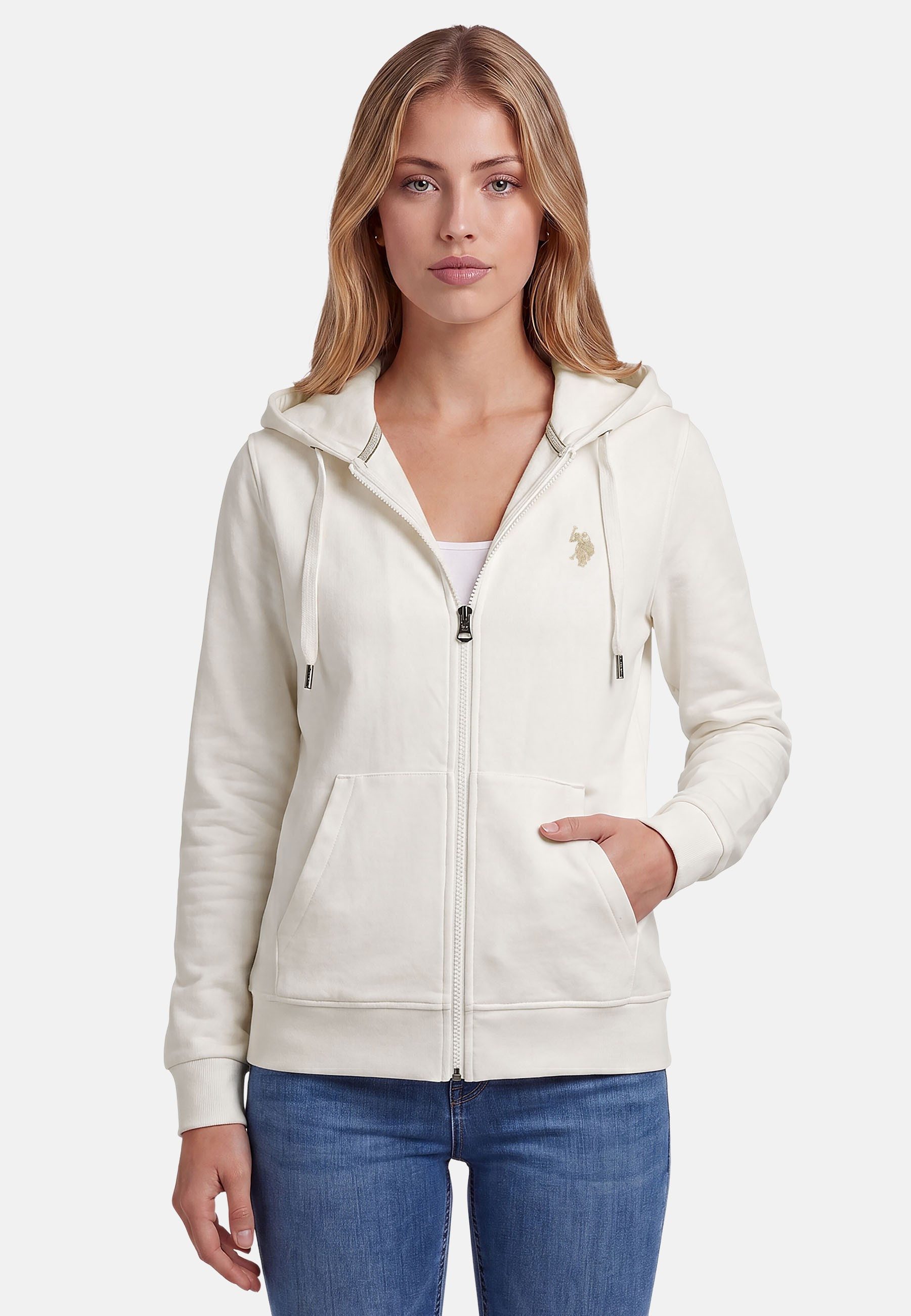 Sweatjacke USRubyy – Damen Kapuzenjacke mit Reißverschluss und Logo-Stickerei